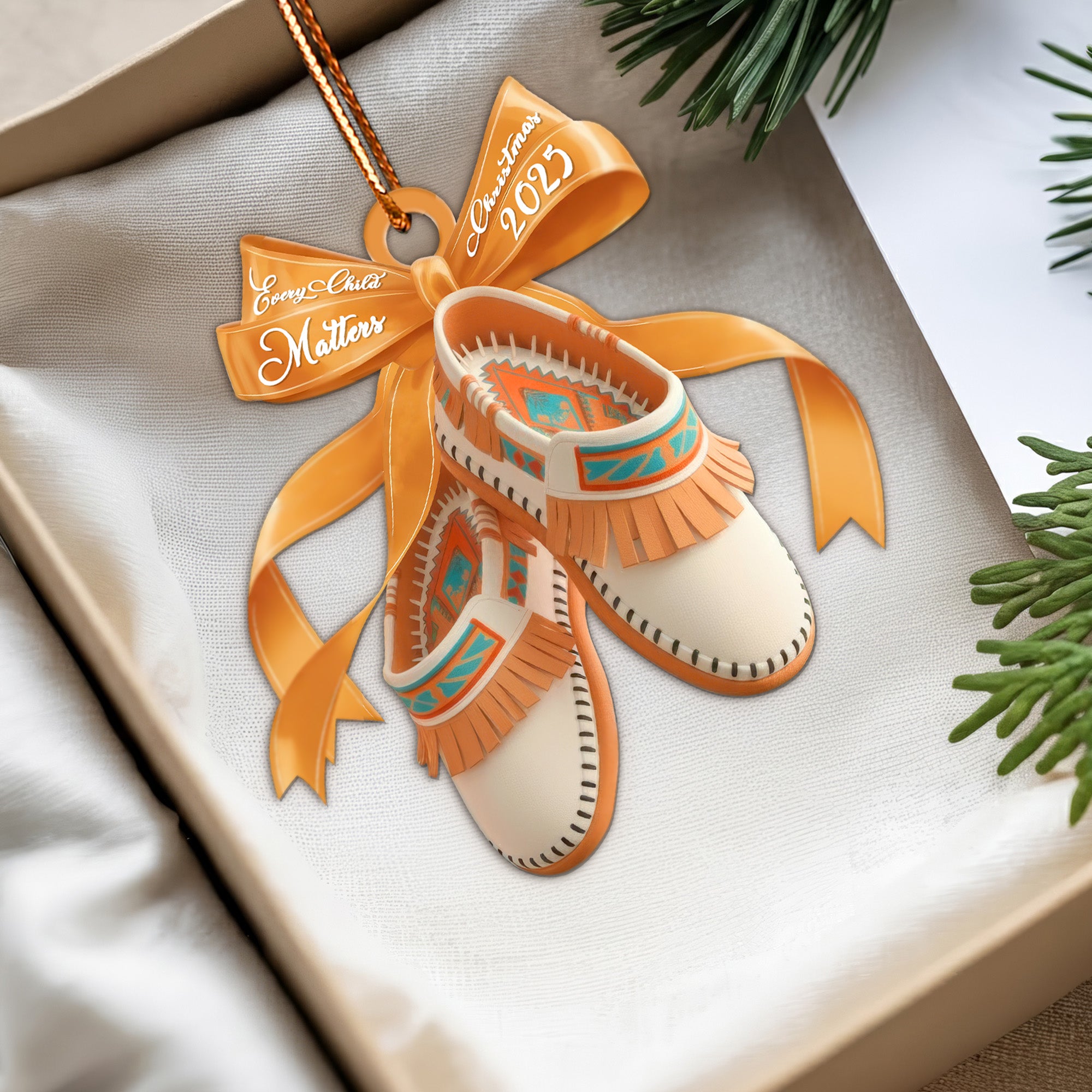 Native Moccasin Keepsake Ornament Every Child Matters 2025 Edition Unique Christmas Gift Decor Flat Acrylic