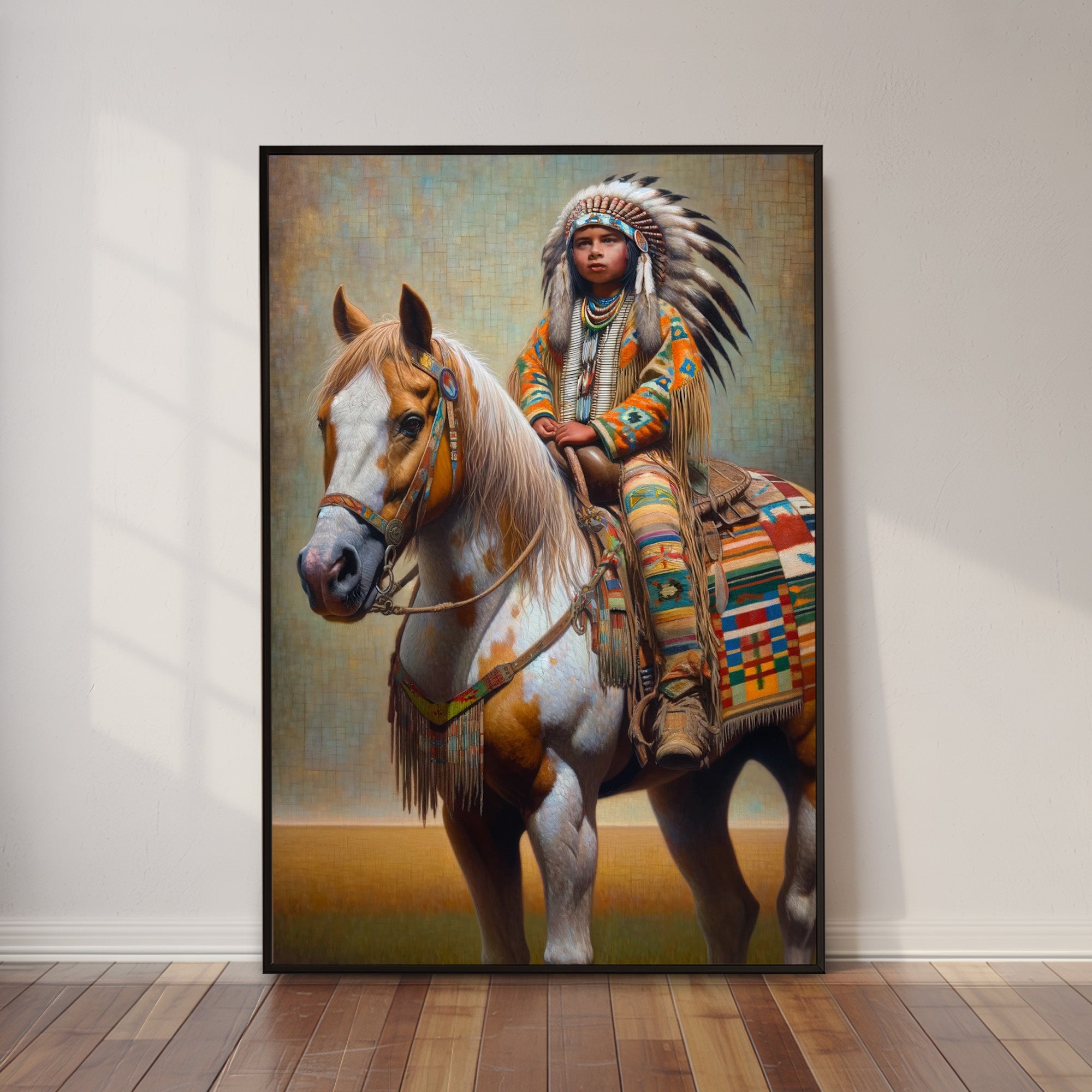 Custom Native American Child And The Horse Photo Canvas Art Gift Home Decor
