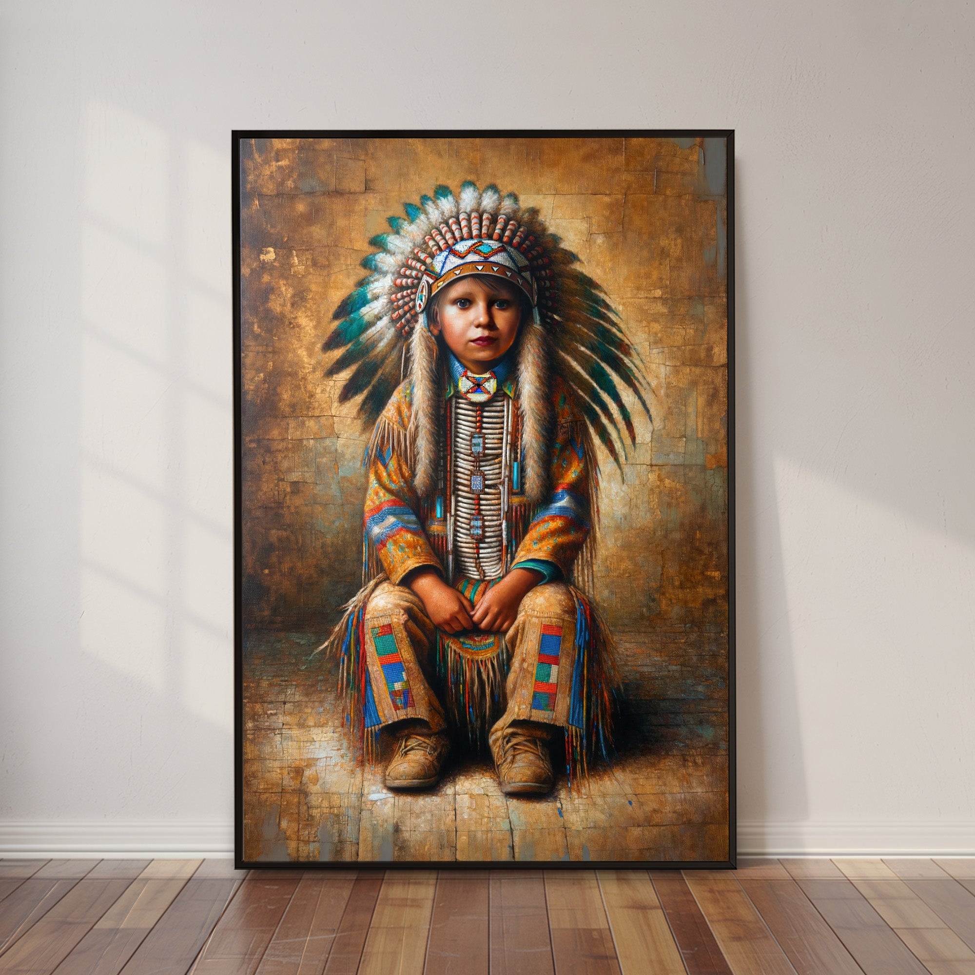 Custom Native American Child Photo Canvas Art Gift Home Decor