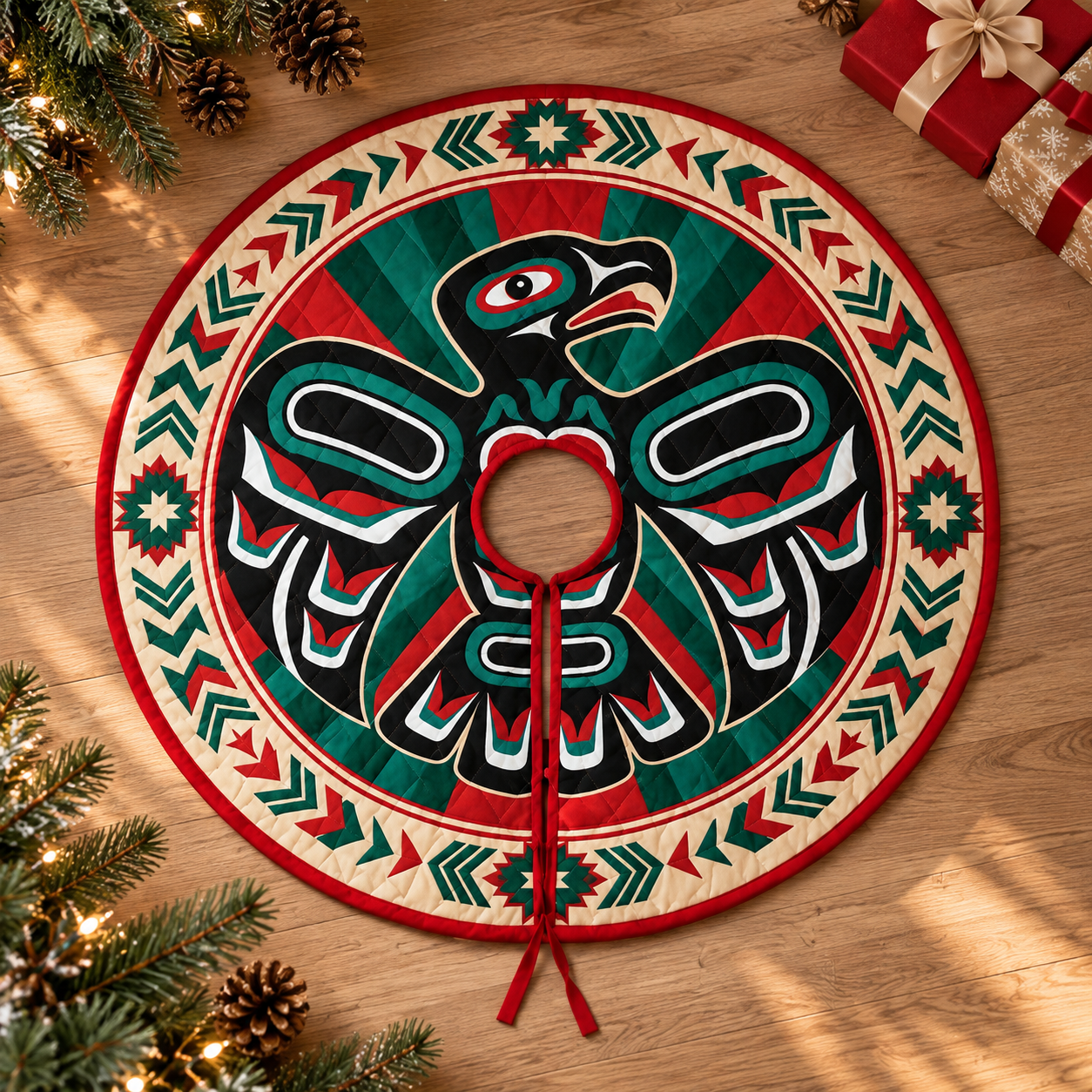 Sacred Thunderbird Sacred Power Timeless Spirit - Quilted Tree Skirt Holiday Decor