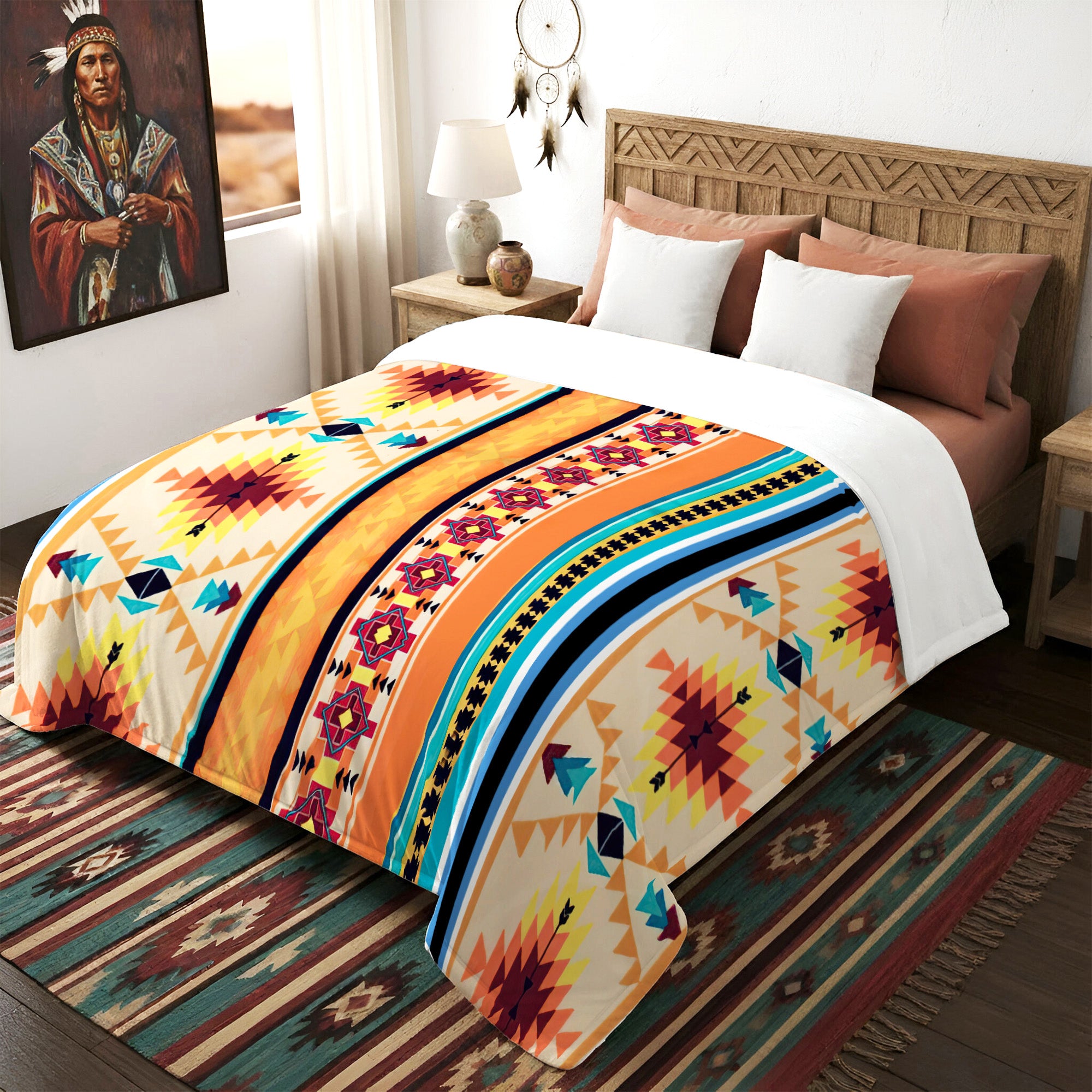 Native American Pattern Soft And Warm Fleece Blanket