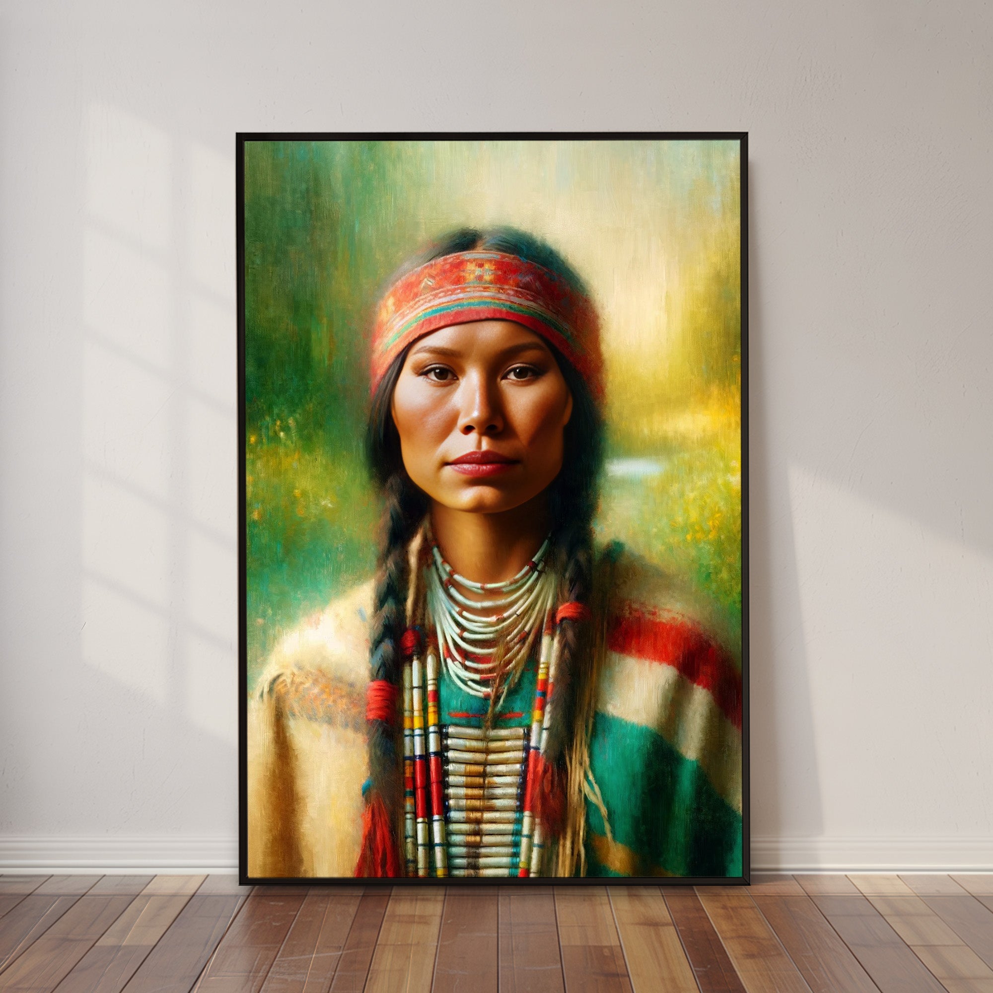 Custom Native American Women Portrait Photo Canvas Art Gift Home Decor