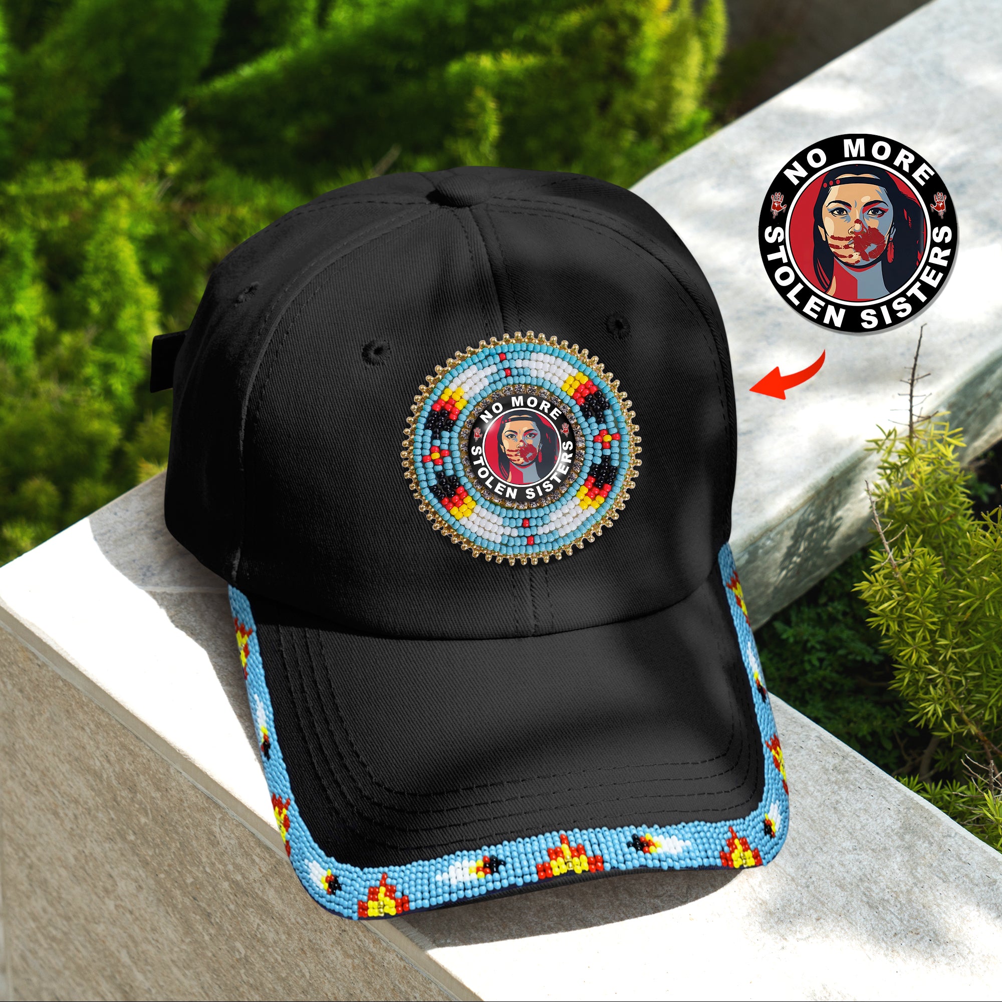 SALE 50% OFF - Mo More Stolen Sister  Baseball Cap With Patch And brim Cotton Unisex Native American Style