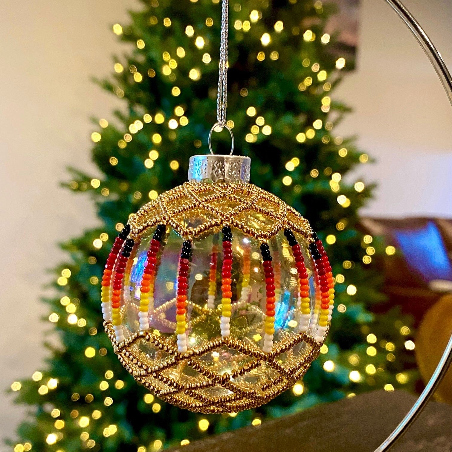 24K Gold Beaded Ornaments Holiday Decor Gifts