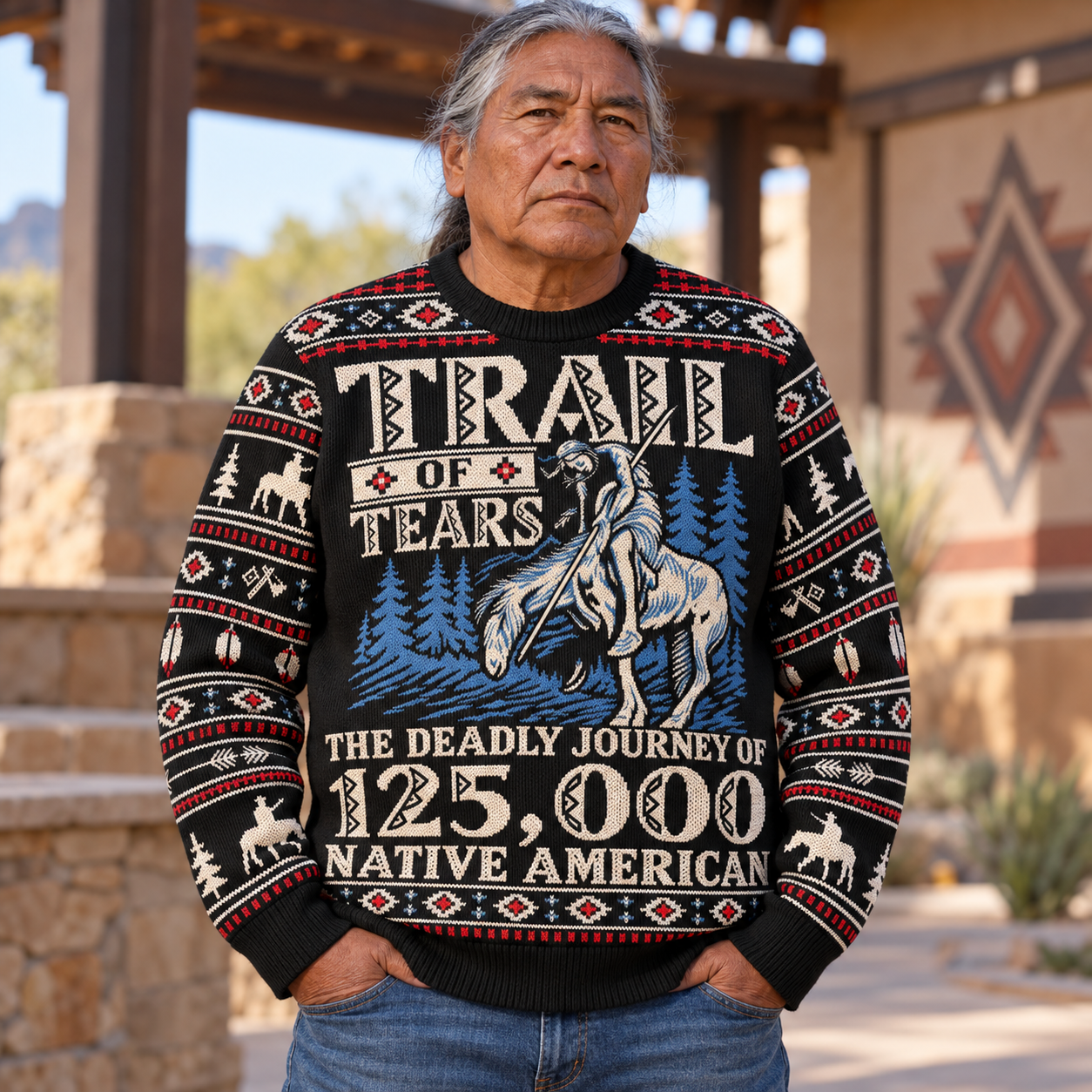 Trail Of Tear THE DEADLY JOURNEY OF 125,000 - Native American Ugly Sweatshirt
