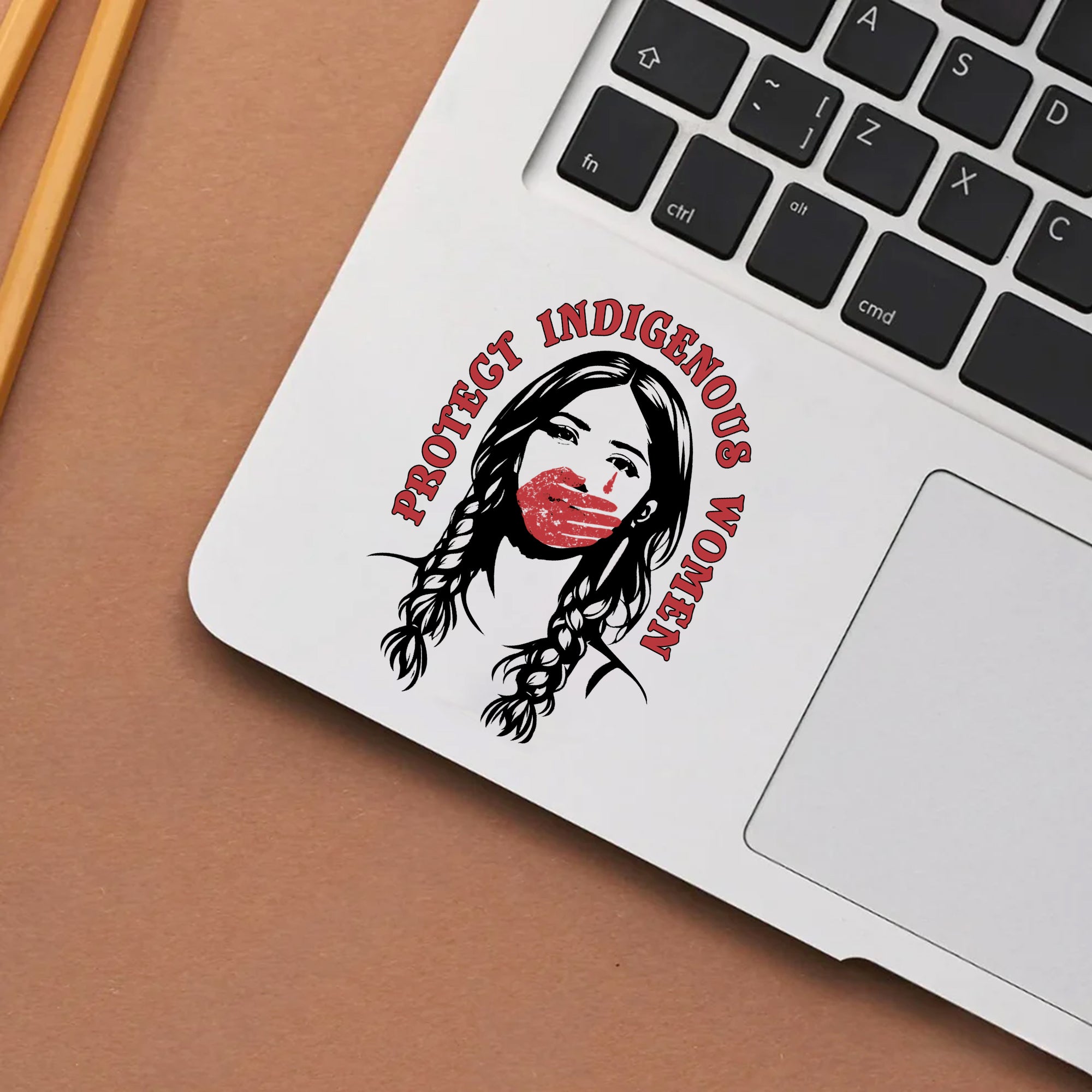Protect Indigenous Women, Red Hand Over Mouth Native Awareness Car Decal