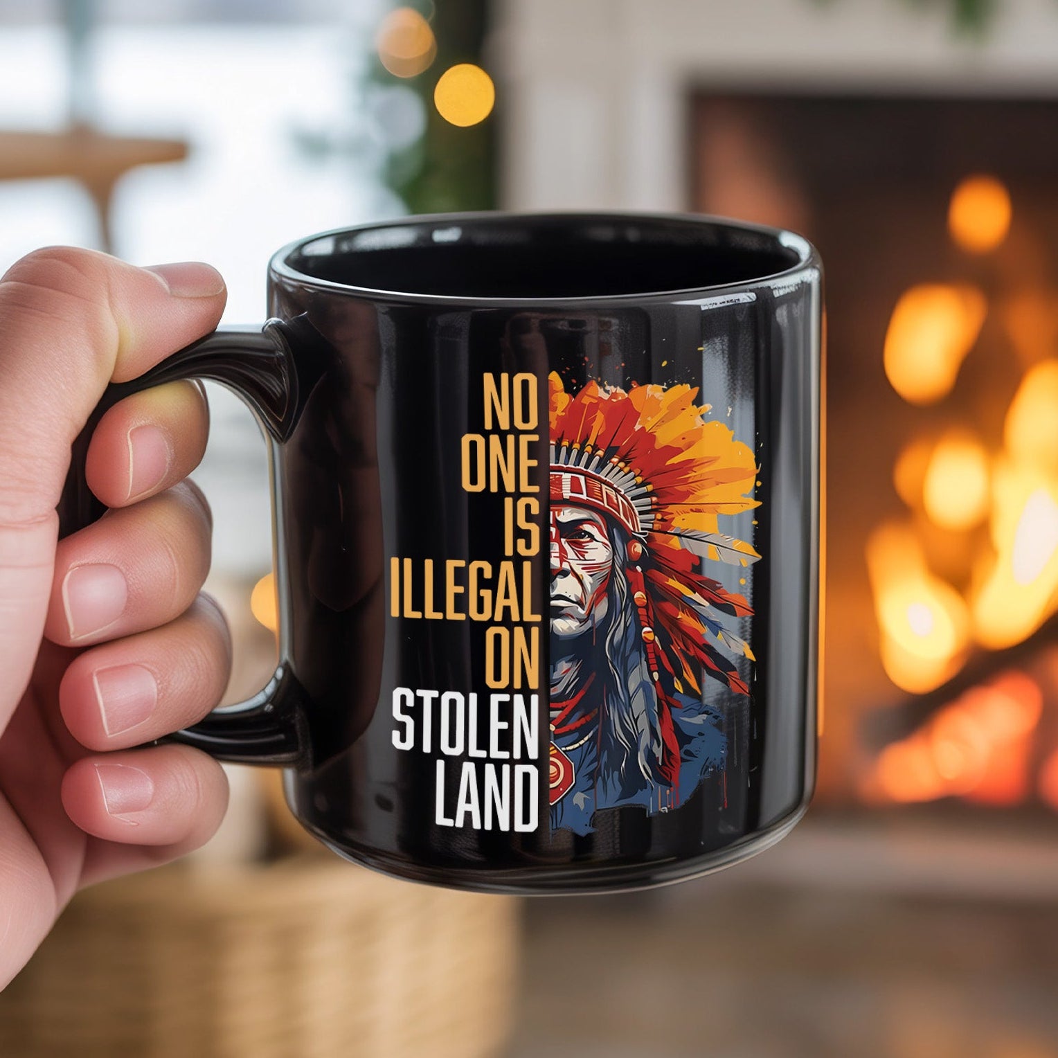 No One Is Illegal On Stolen Land Native American Heritage Coffee Mug