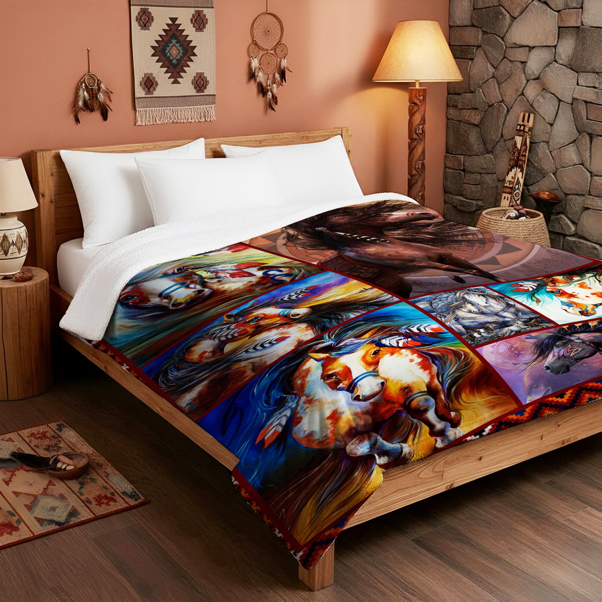 Native American Horse Soft and Warm Premium Fleece Blanket