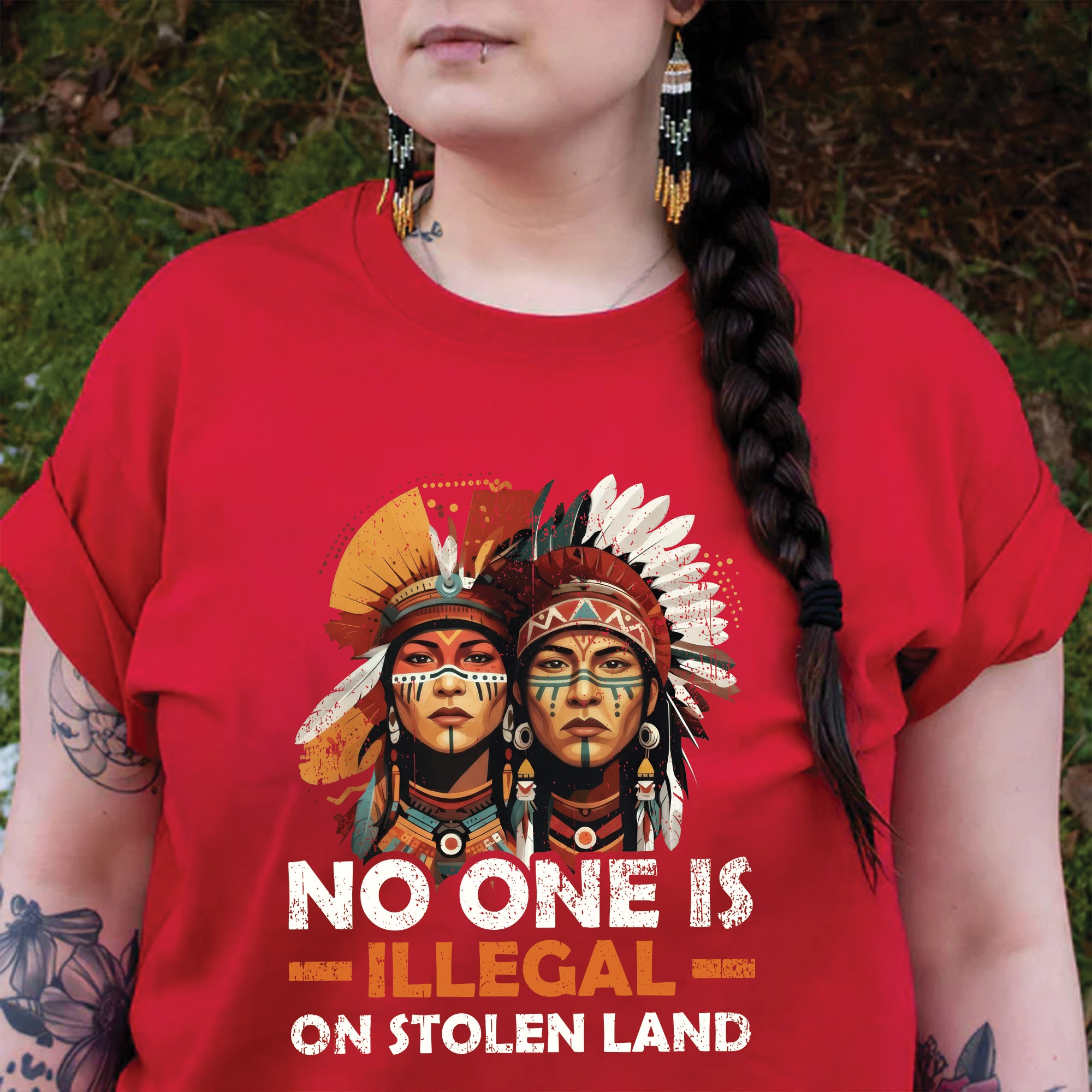 No One Is Illegal On Stolen Land - Unisex T-Shirt/T-Shirt V-Neck/Hoodie/Sweatshirt N87