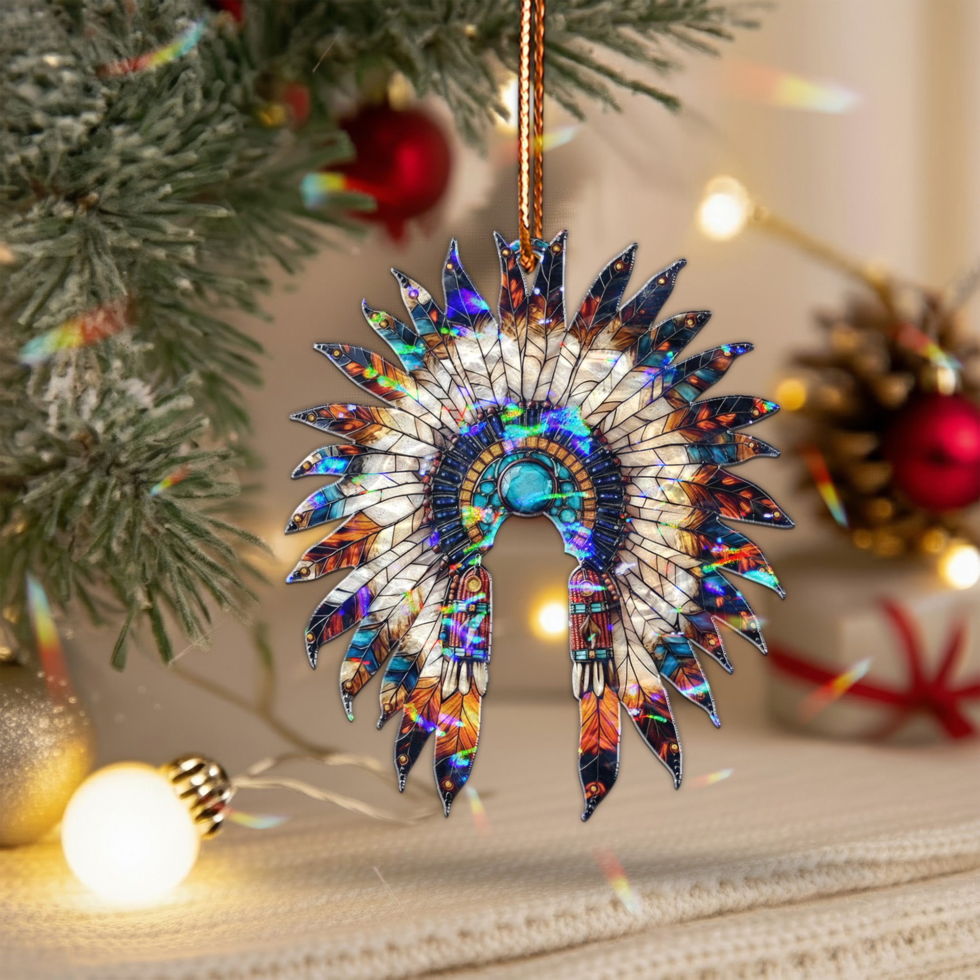 Wavy Acrylic Chief Headdress Suncatcher Ornament Unique Christmas Gift Decor