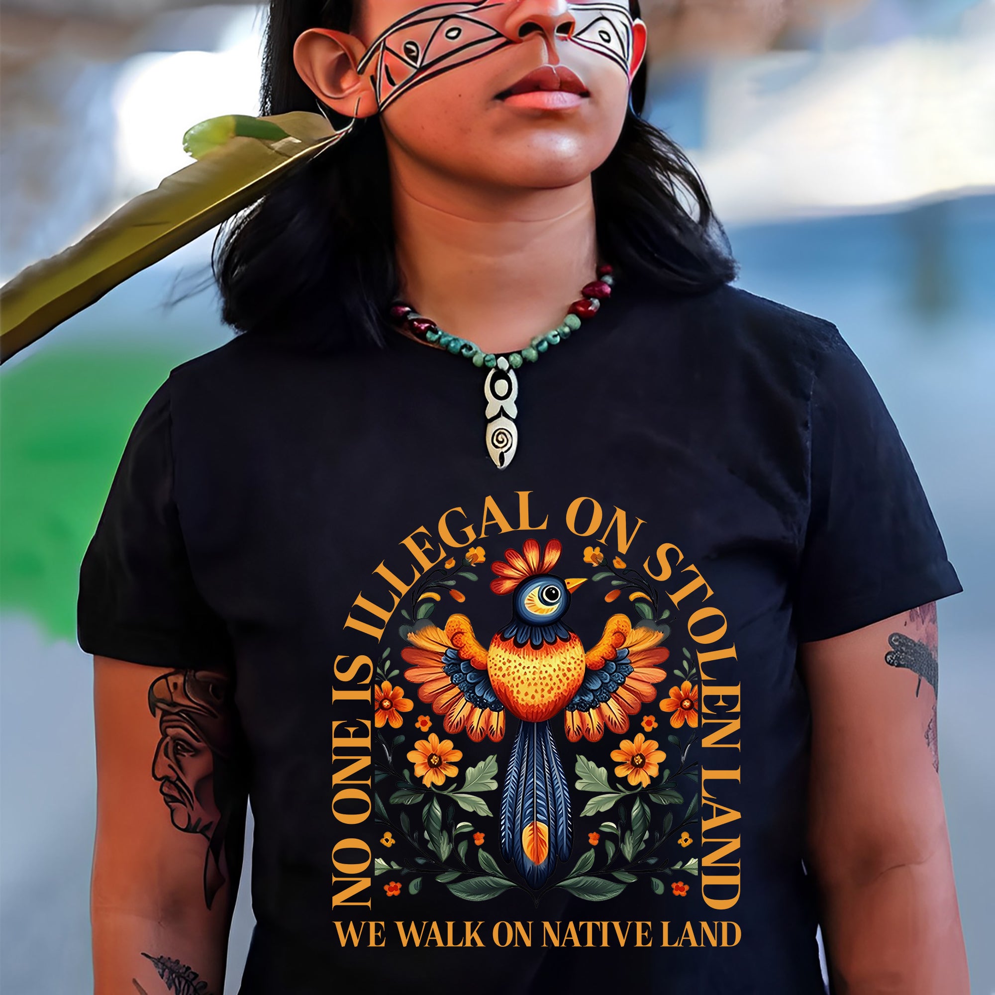 No One Is Illegal On Stolen Land. We Walk On Native Land - One Side Unisex T-Shirt/Hoodie/Sweatshirt