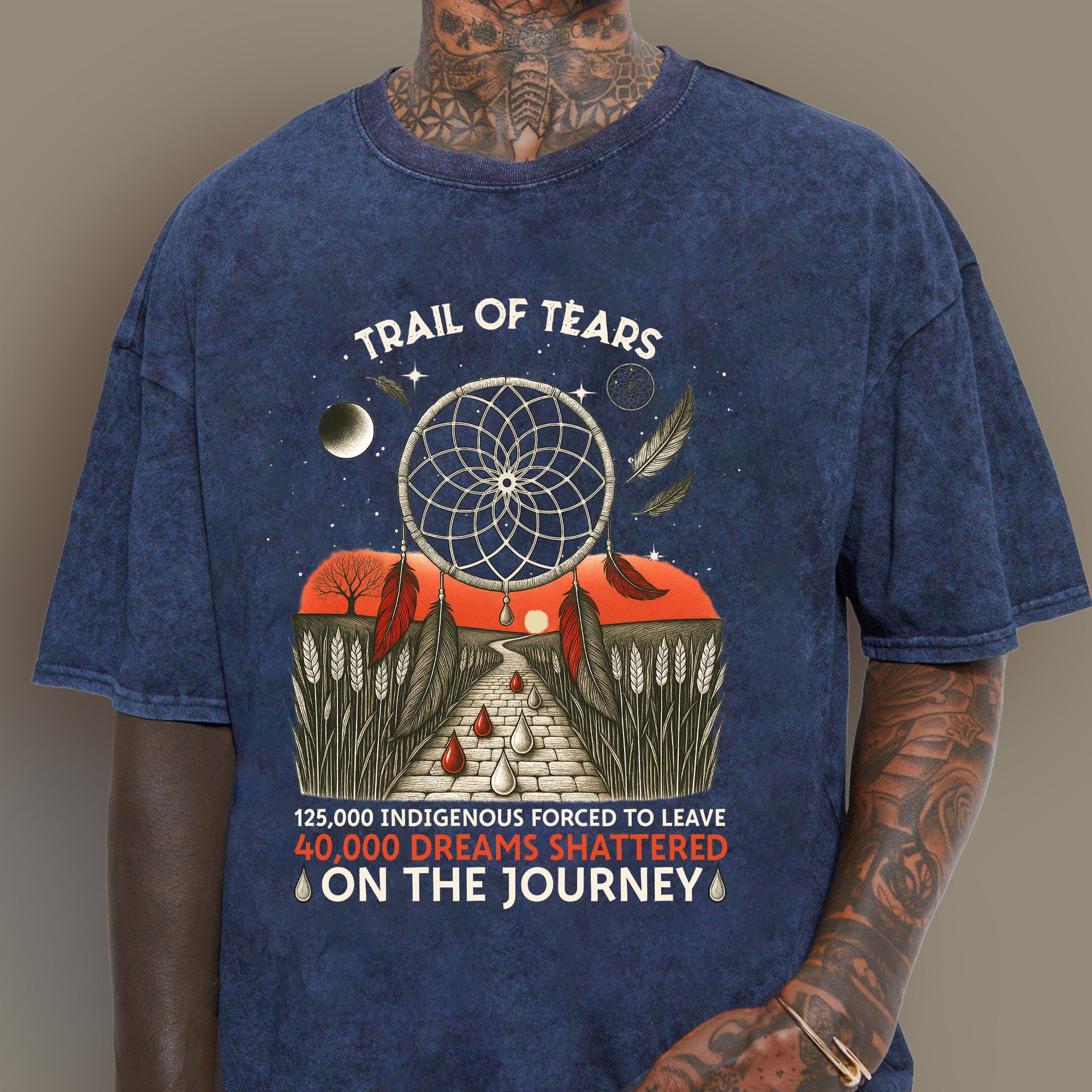 Trail of Tears Blood Tears Roade Unisex Mineral Washed T-Shirt