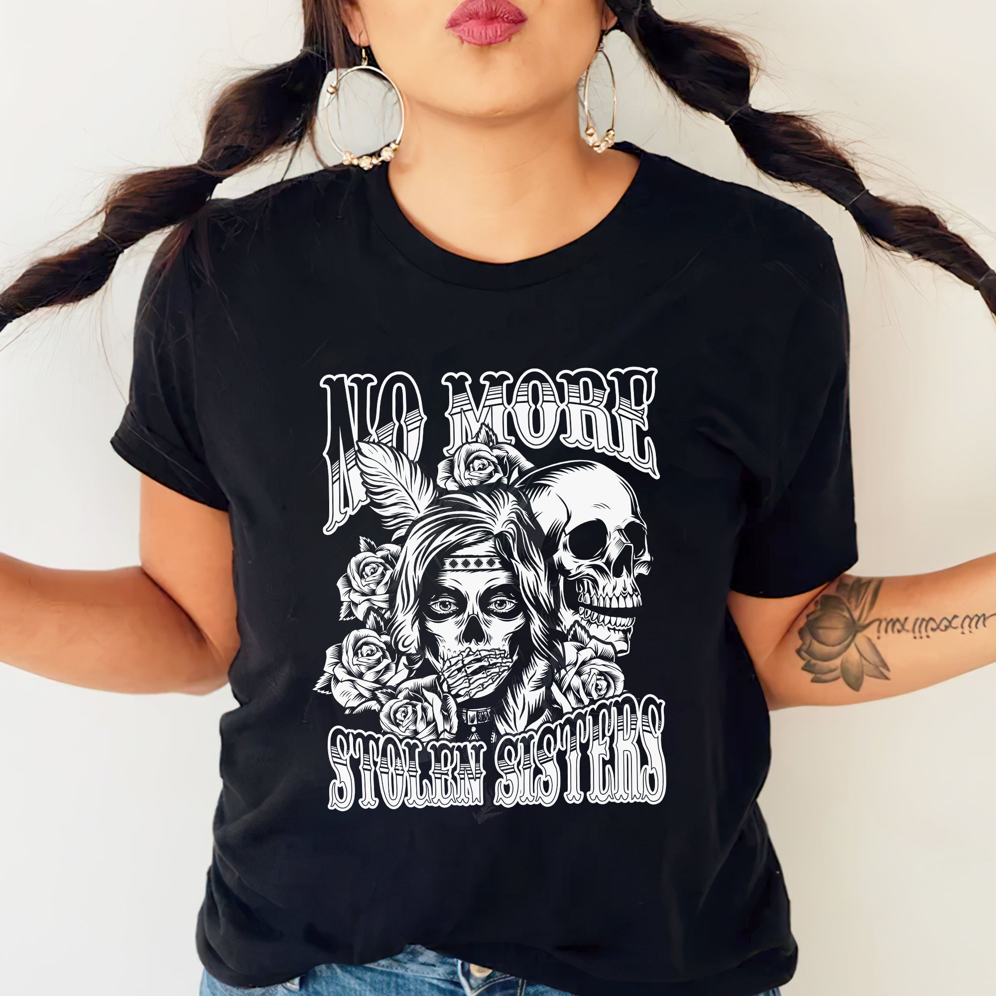 No More Stolen Sisters - MMIW Unisex T-Shirt/T-Shirt V-Neck/Hoodie/Sweatshirt One Side