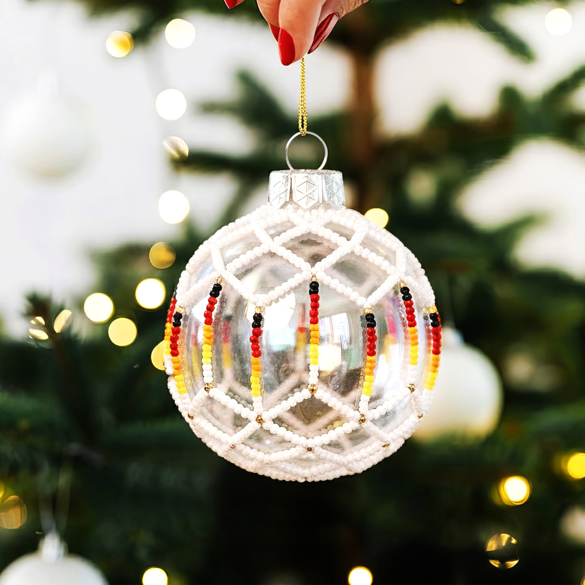 Snow White Beaded Ornament Handcrafted Holiday Decor Gift