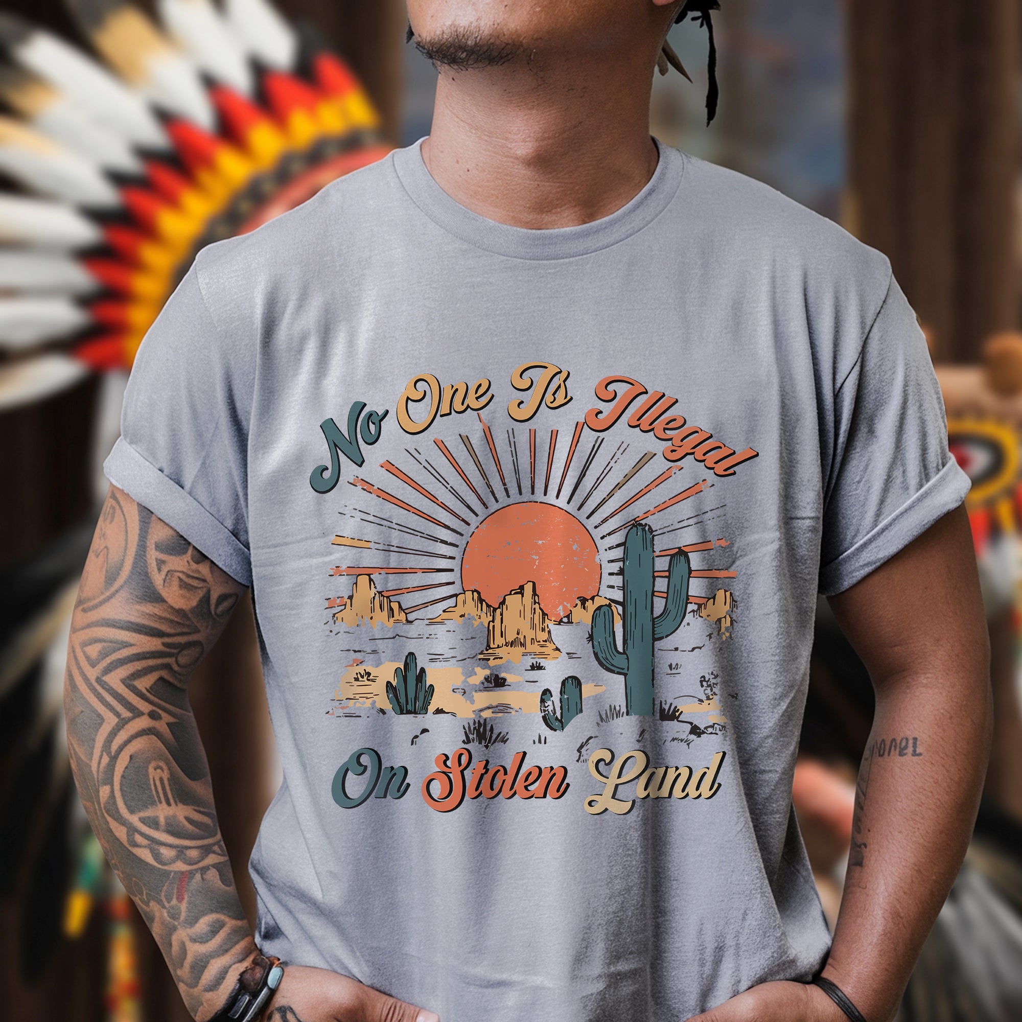 No One Is Illegal On Stolen Land Style 12 - One Sides Unisex T-Shirt/T-Shirt V-Neck/Hoodie/Sweatshirt