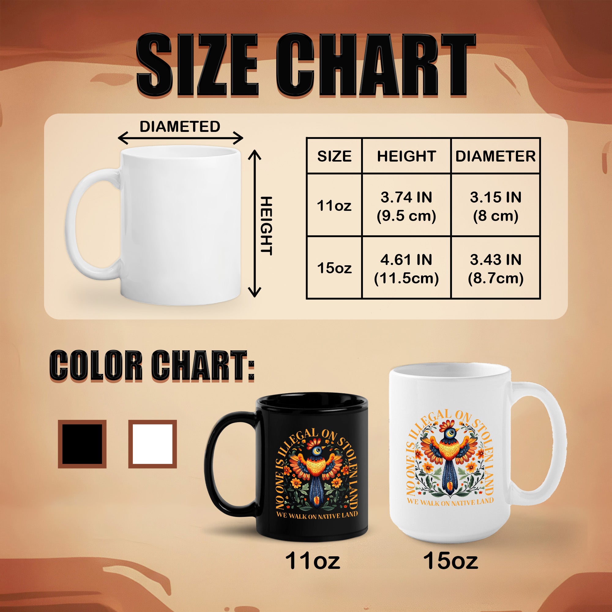 Native American Art Mug – Custom Black Bear & Red Design