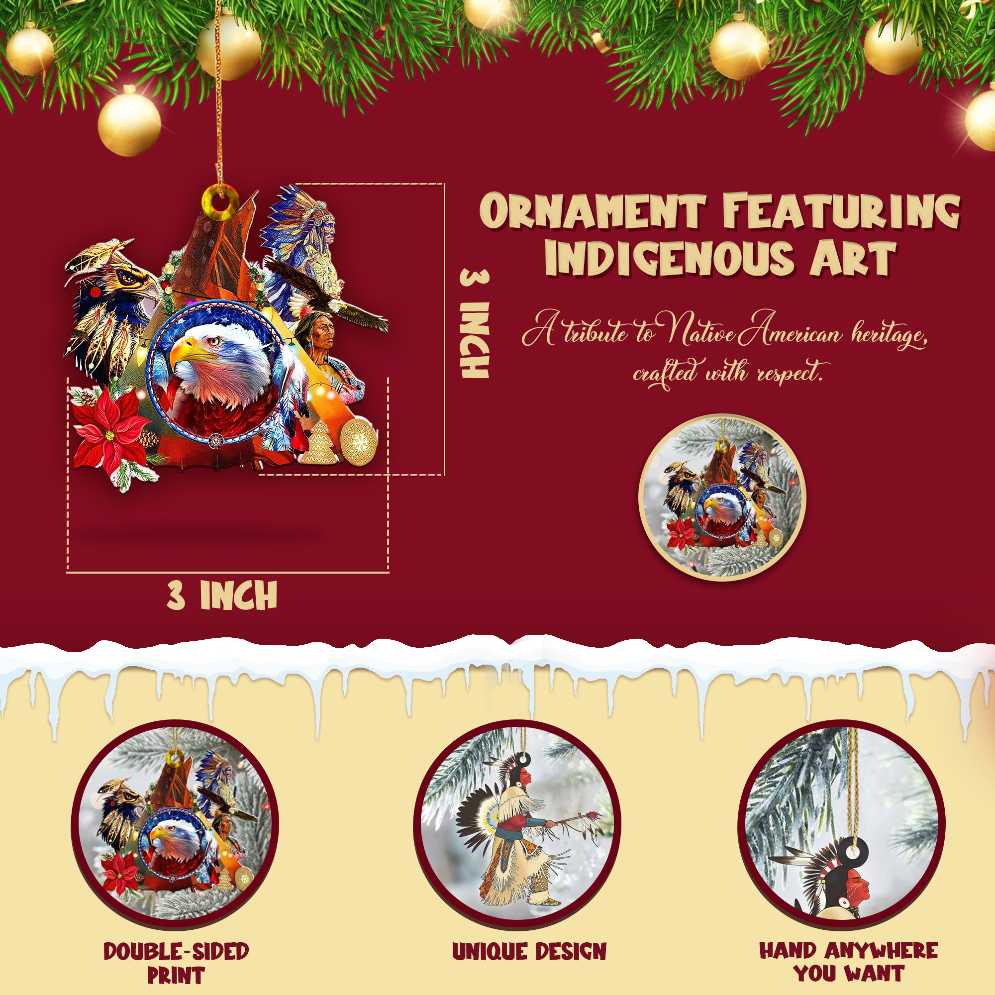 Spirit of the Chief Ornament Unique Christmas Gift Decor Flat Acrylic