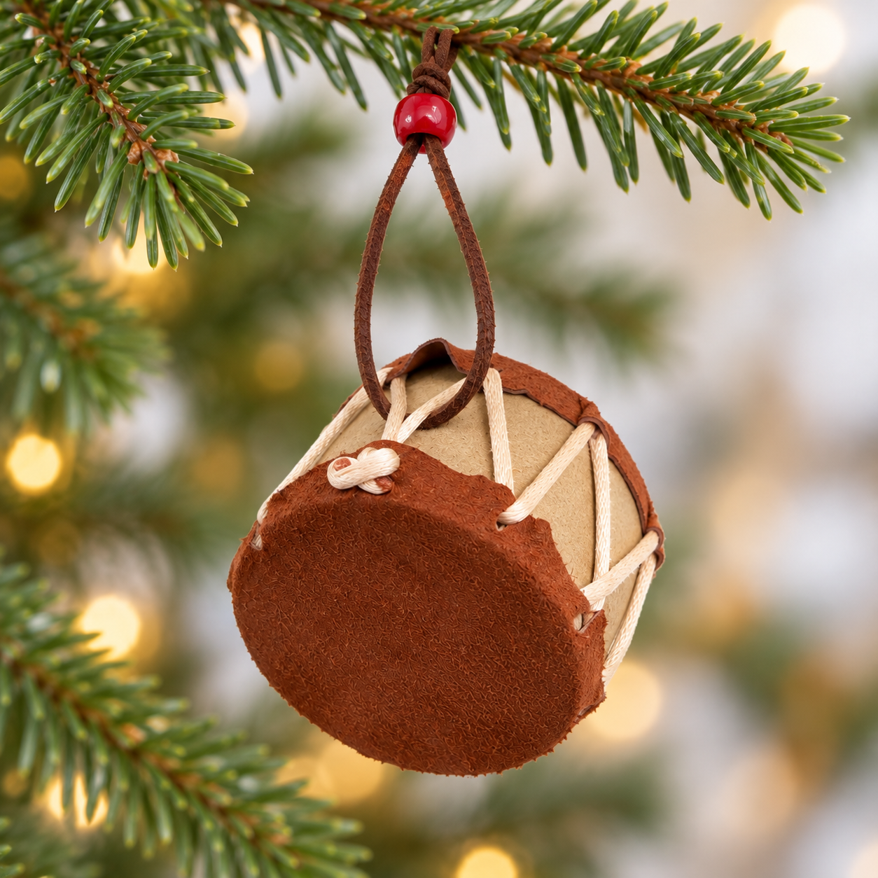 Native Leather Drum Christmas Ornament Decorative