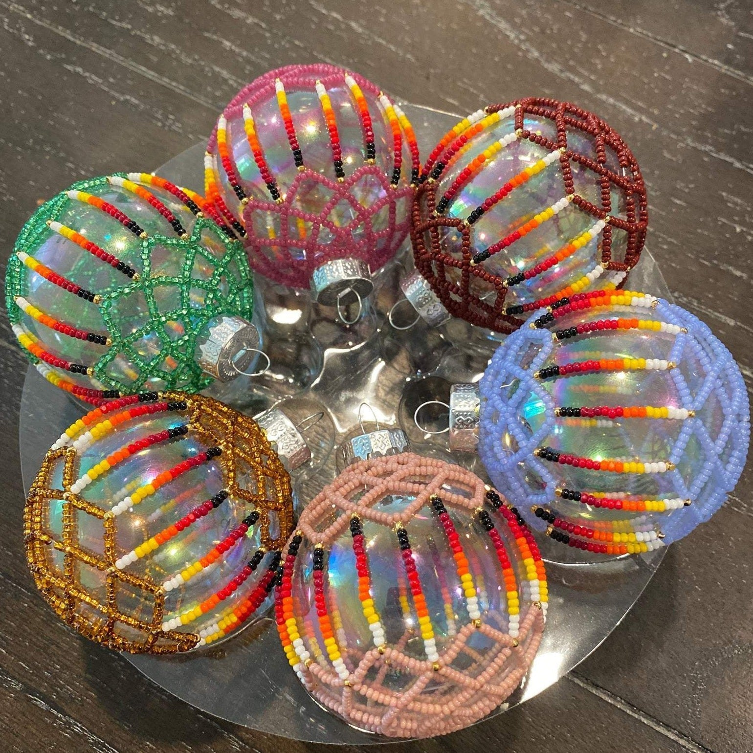 Red Beaded Ornament Holiday Decor Gifts