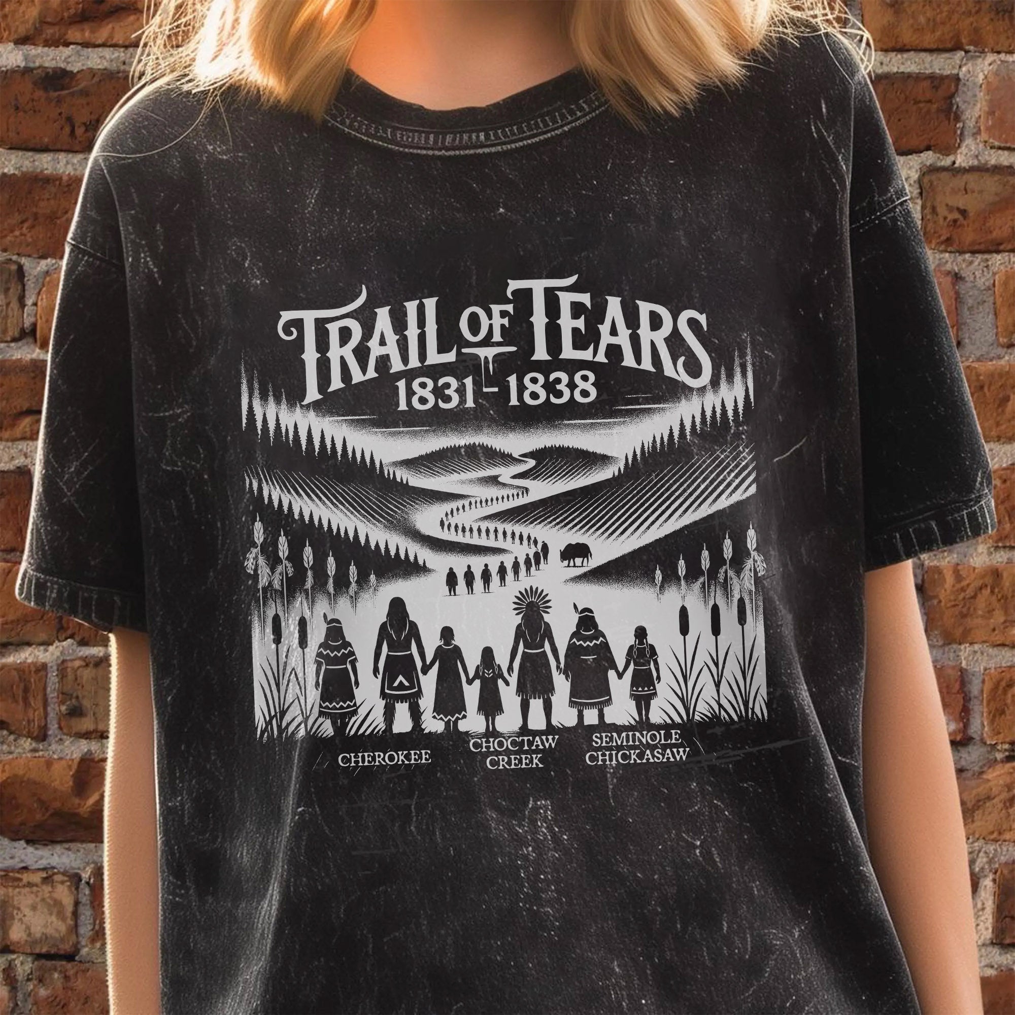 Native Spirit Trail of Tears 1831-1838 Unisex Mineral Washed T-Shirt