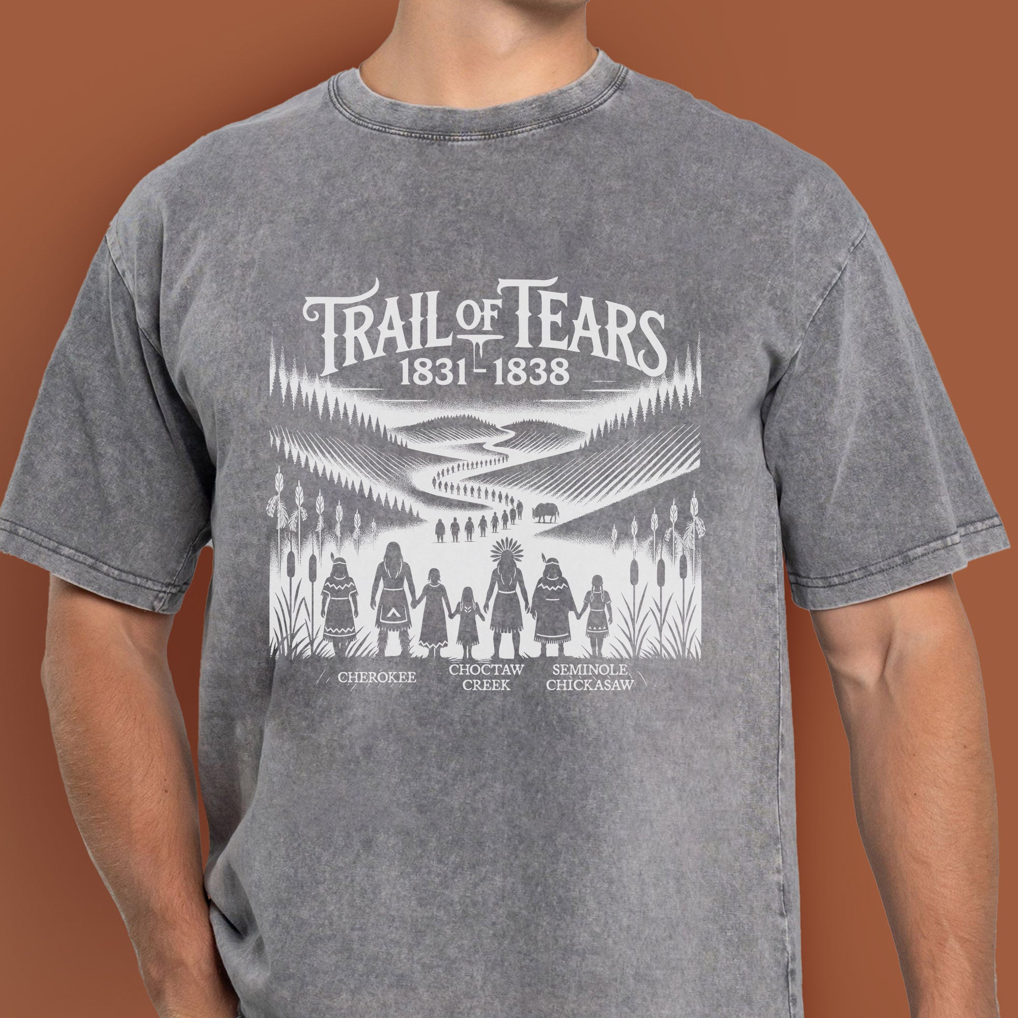 Native Spirit Trail of Tears 1831-1838 Unisex Mineral Washed T-Shirt