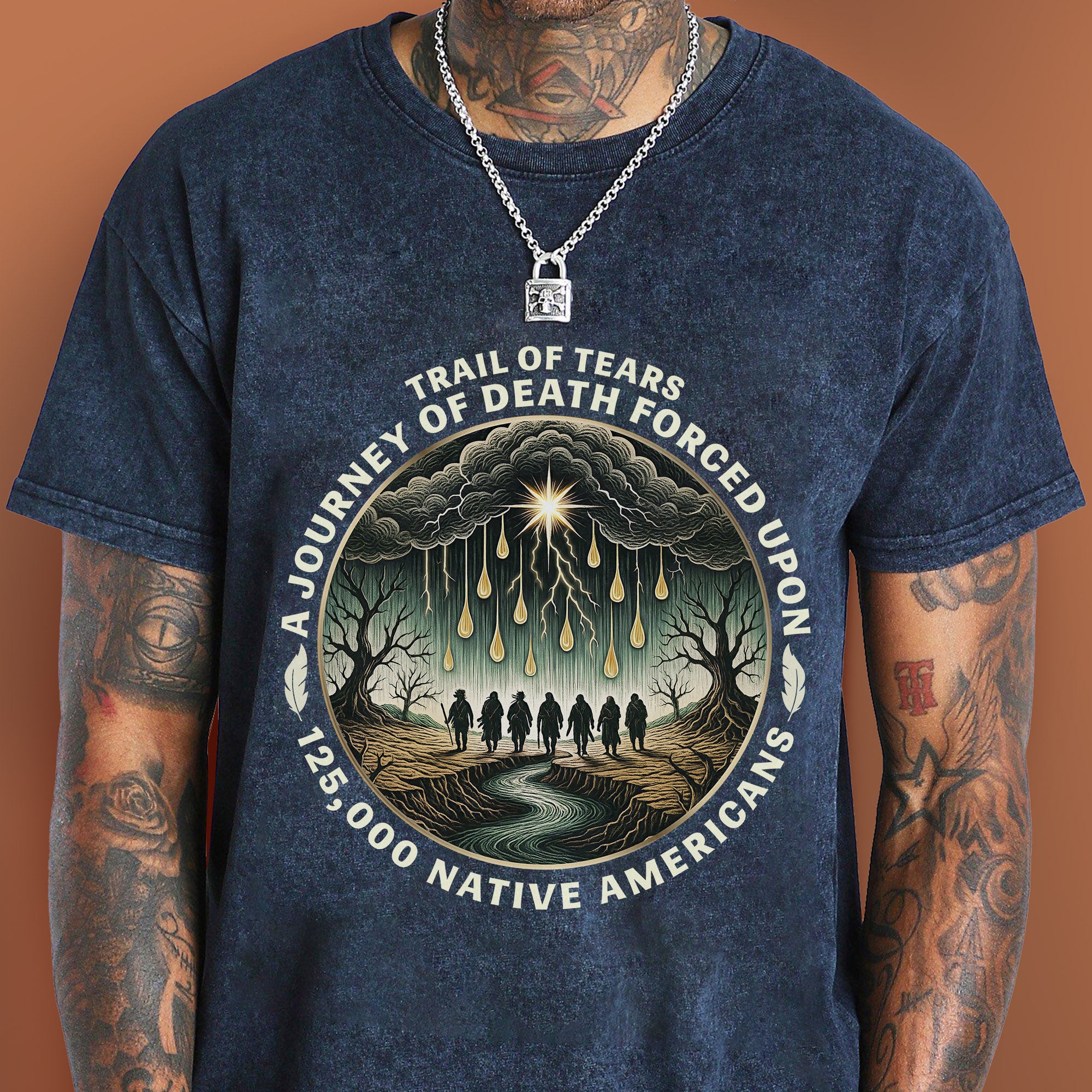 Trail of Tears Forced Journey Native American Tribute Unisex Mineral Washed T-Shirt