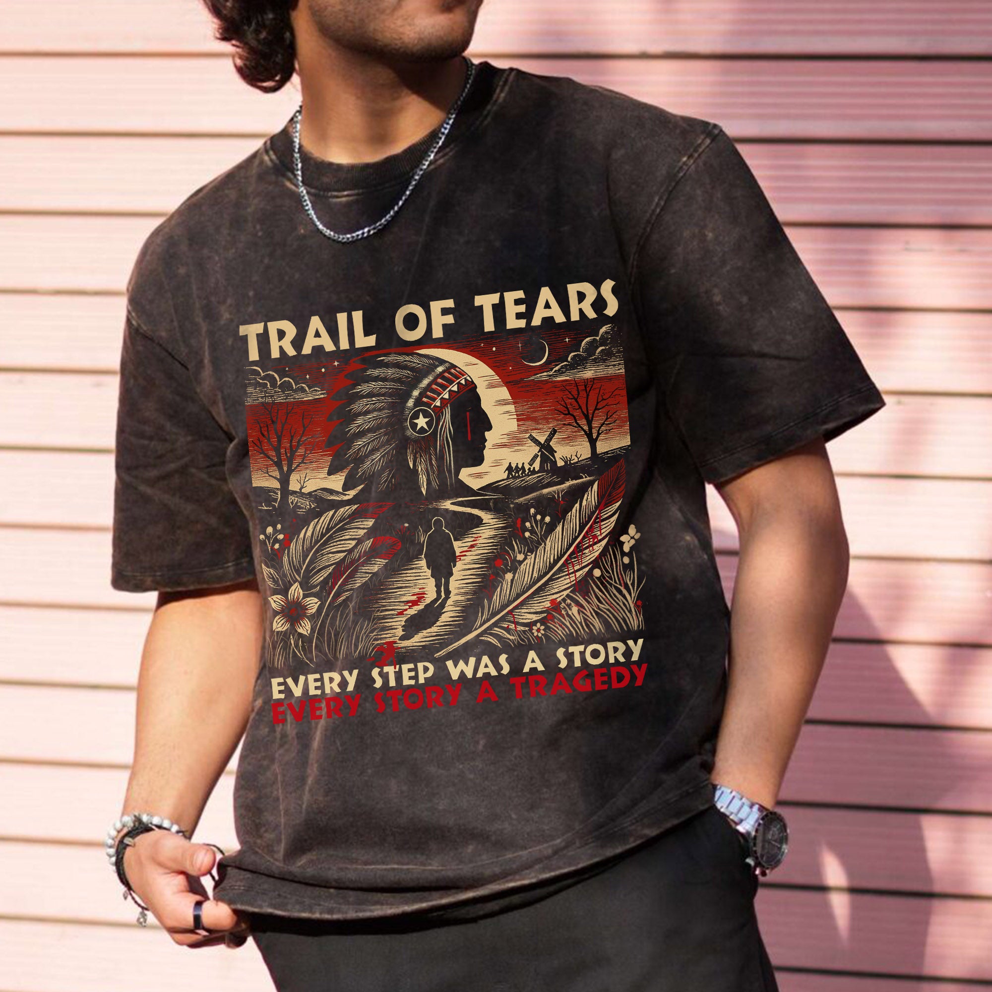 Trail of Tears T-Shirt – Powerful Native American Tribute Unisex Mineral Washed T-Shirt