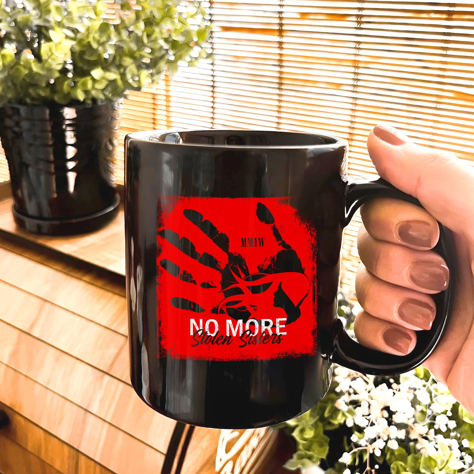 MMIW No More Stolen Sisters Red Hand Ceramic Coffee Mug