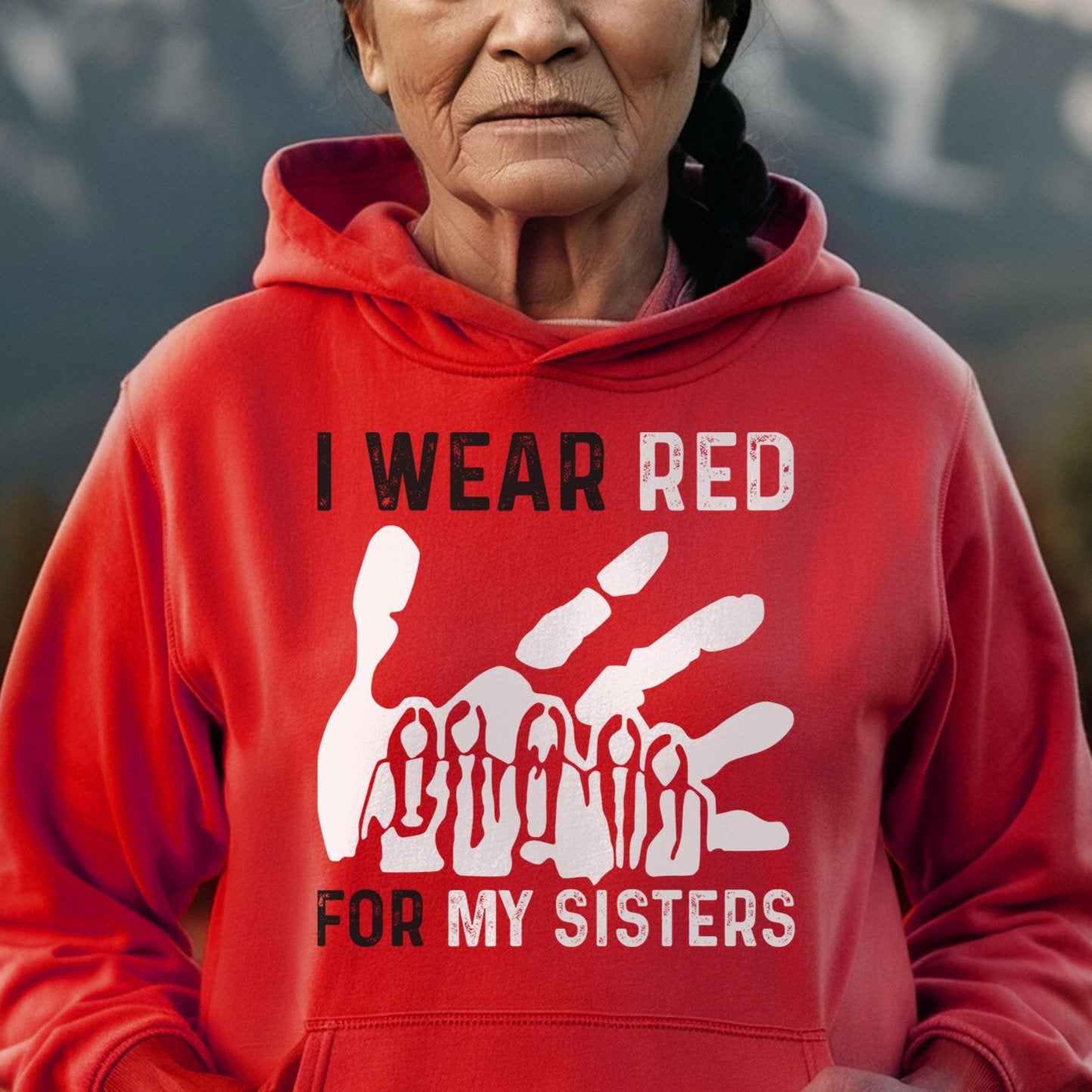 MMIW I Wear Red For My Sister Red Hand Unisex T Shirt Hoodie Sweatshir