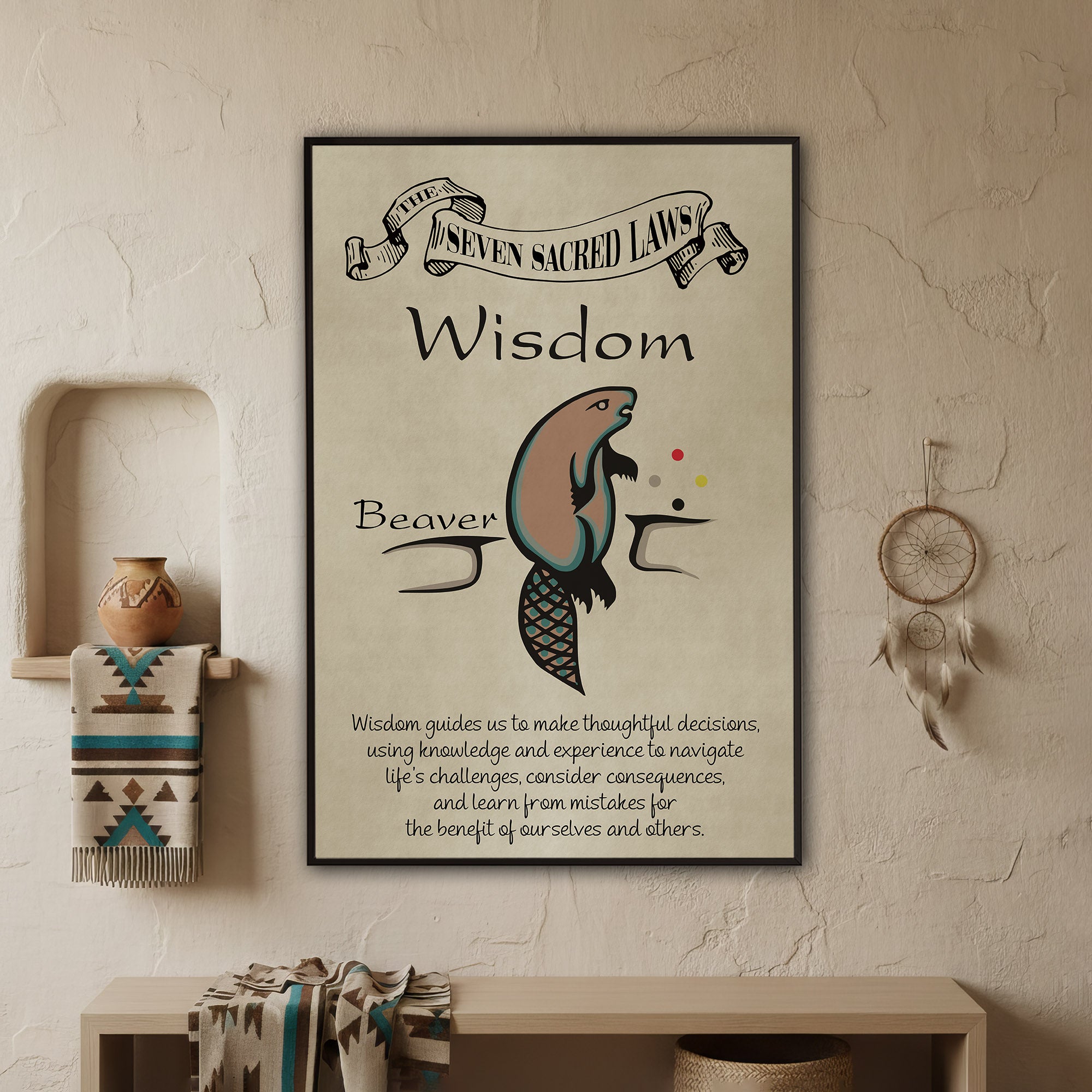 Wisdom – Seven Sacred Laws Native American Spiritual Teaching Wall Art Poster/ Canvas