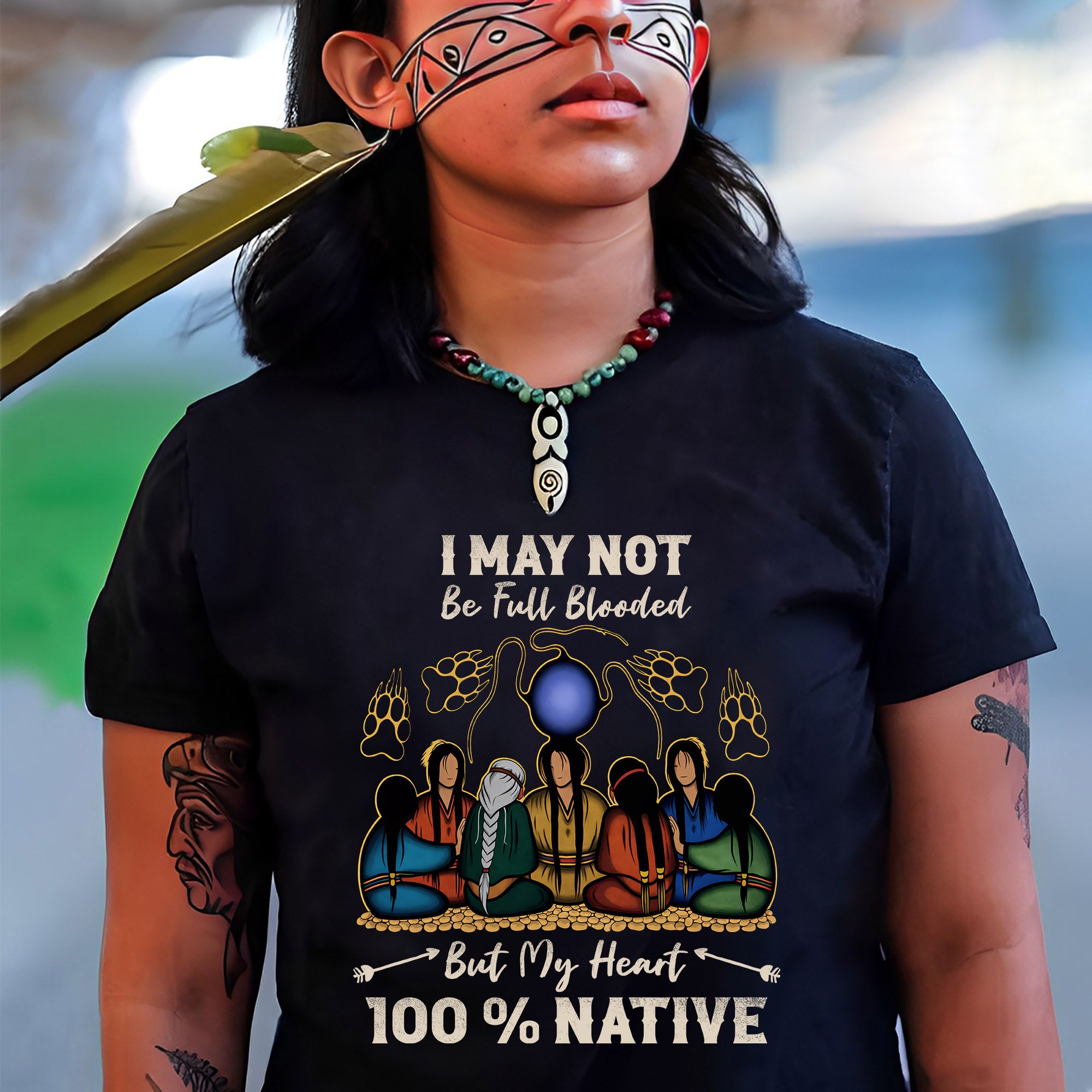 Native Heart 100% - I May Not Be Full Blooded Unisex T-shirt/T-shirt V-Neck/Hoodie/Sweatshirt