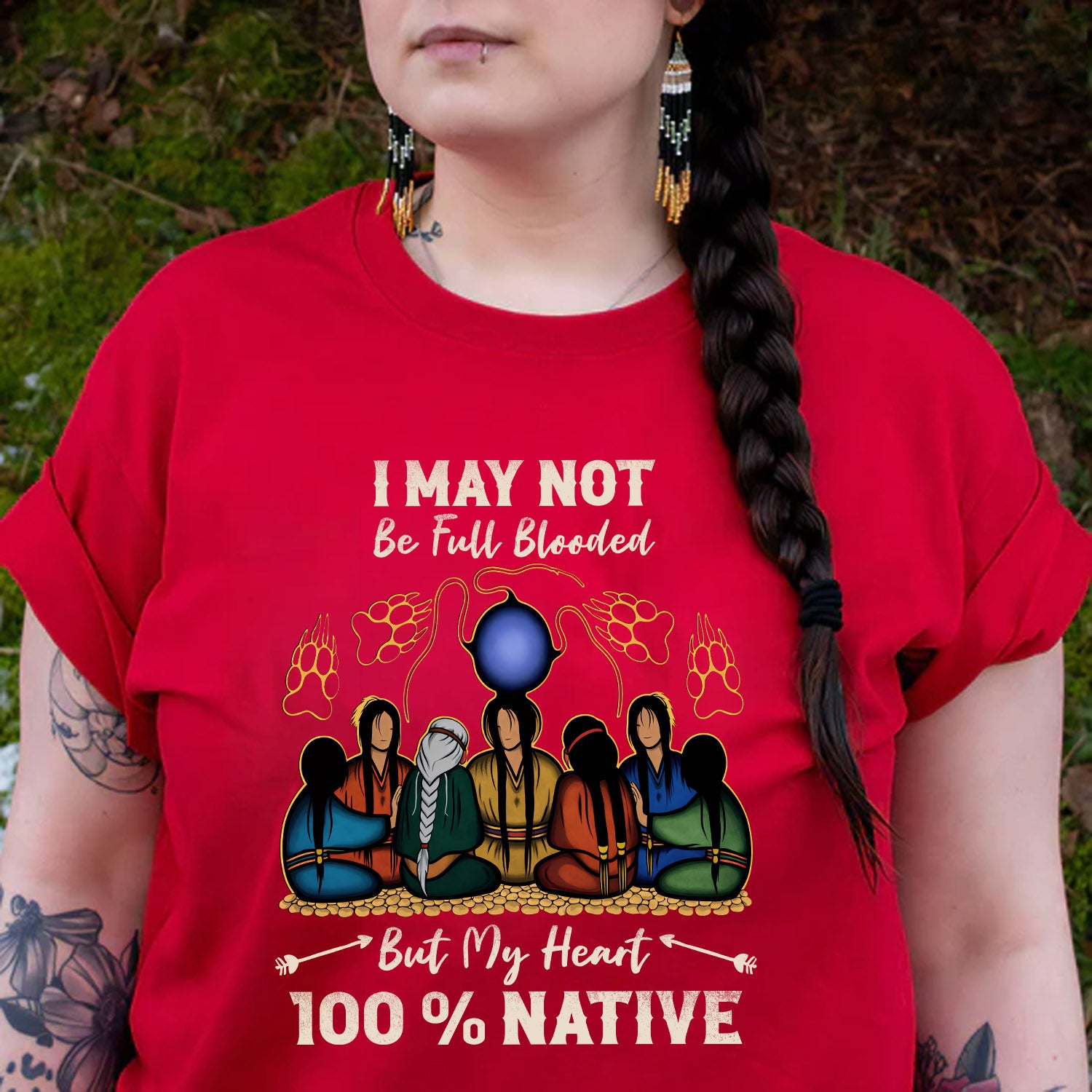 Native Heart 100% - I May Not Be Full Blooded Unisex T-shirt/T-shirt V-Neck/Hoodie/Sweatshirt