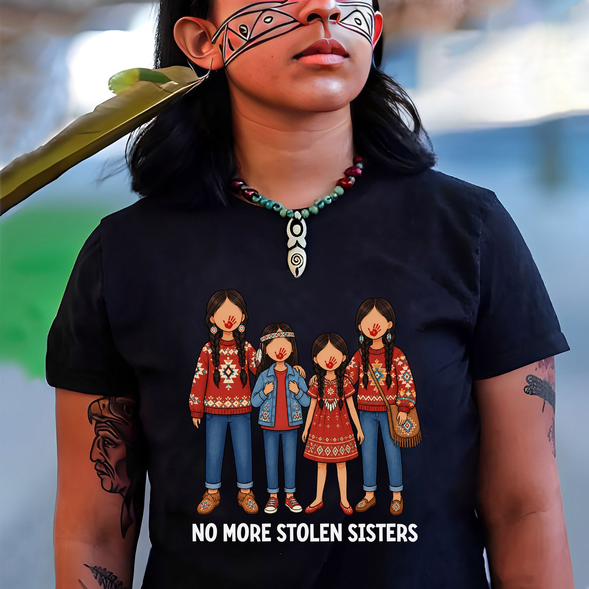 No More Stolen Sisters - Native American Women, Girls, Family Unisex T-shirt/T-shirt V-Neck/Hoodie/Sweatshirt