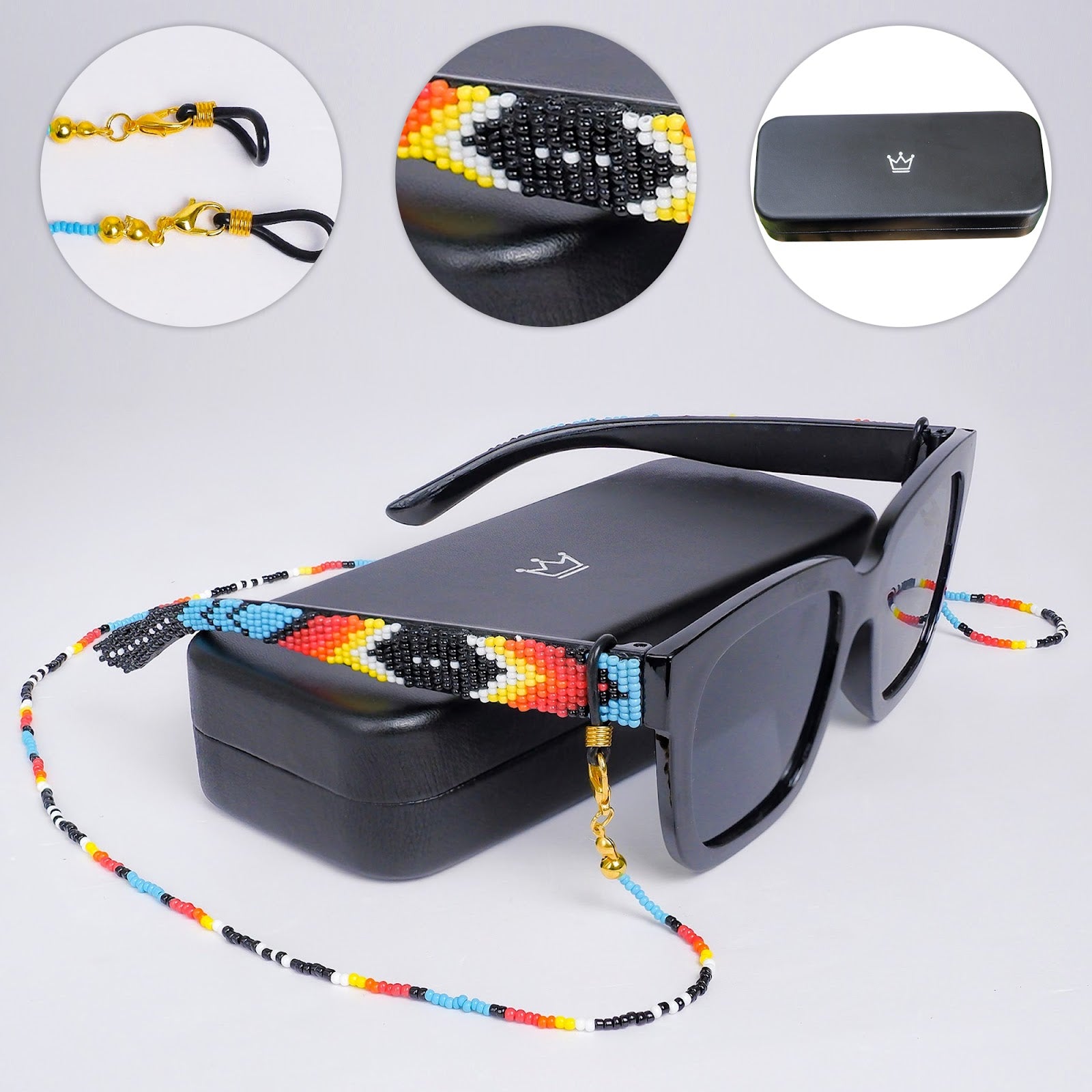 SALE 50% OFF - Black Dusk Handmade Beaded Sunglasses SG02