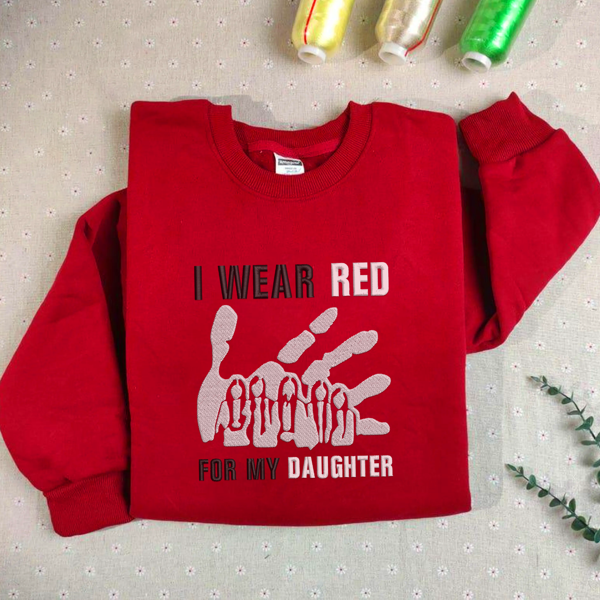 Custom Embroidered shirt - I Wear Red For My Daughter – MMIW Awareness T-Shirt/Sweatshirt/Hoodie