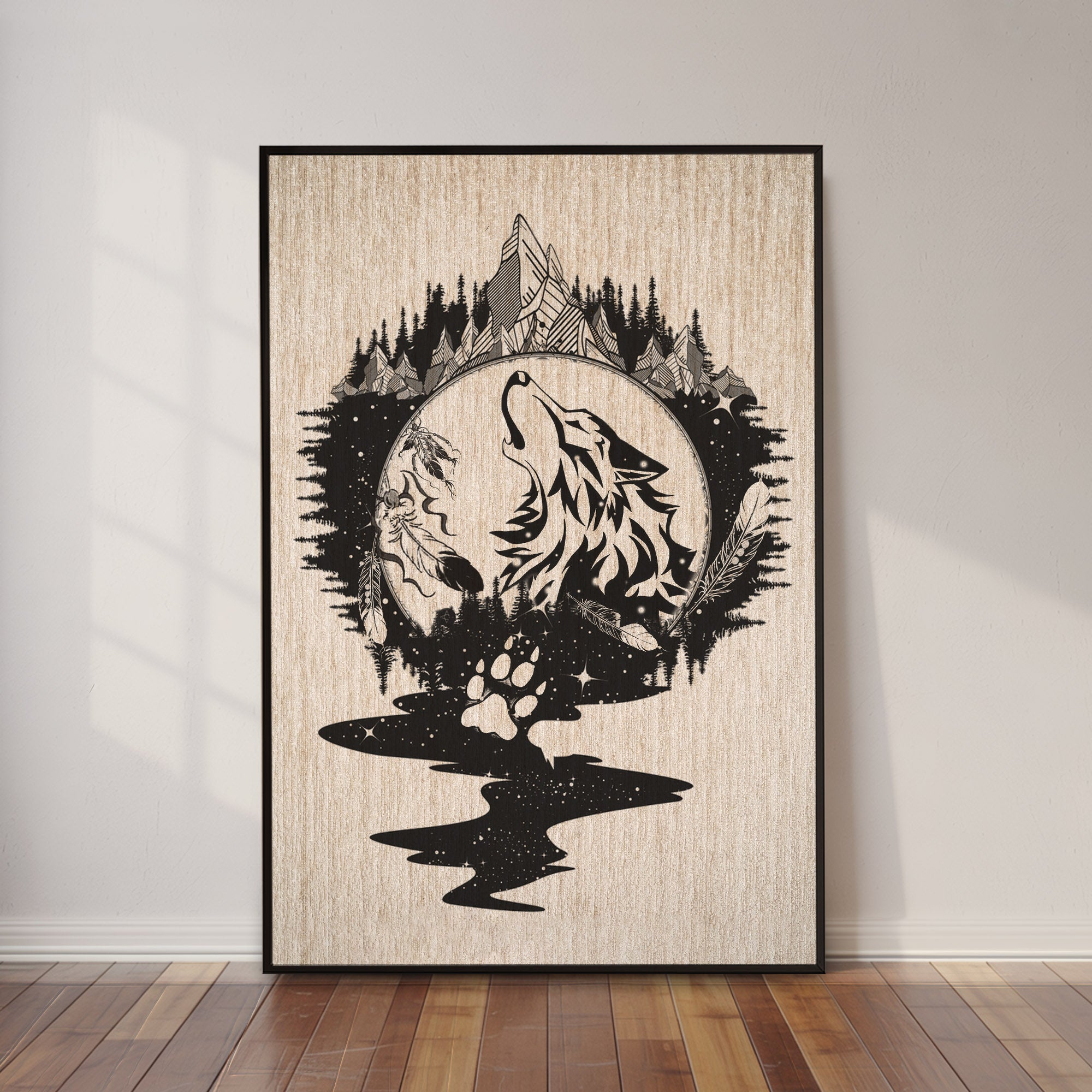The Native American Howling Wolf Poster/Canvas