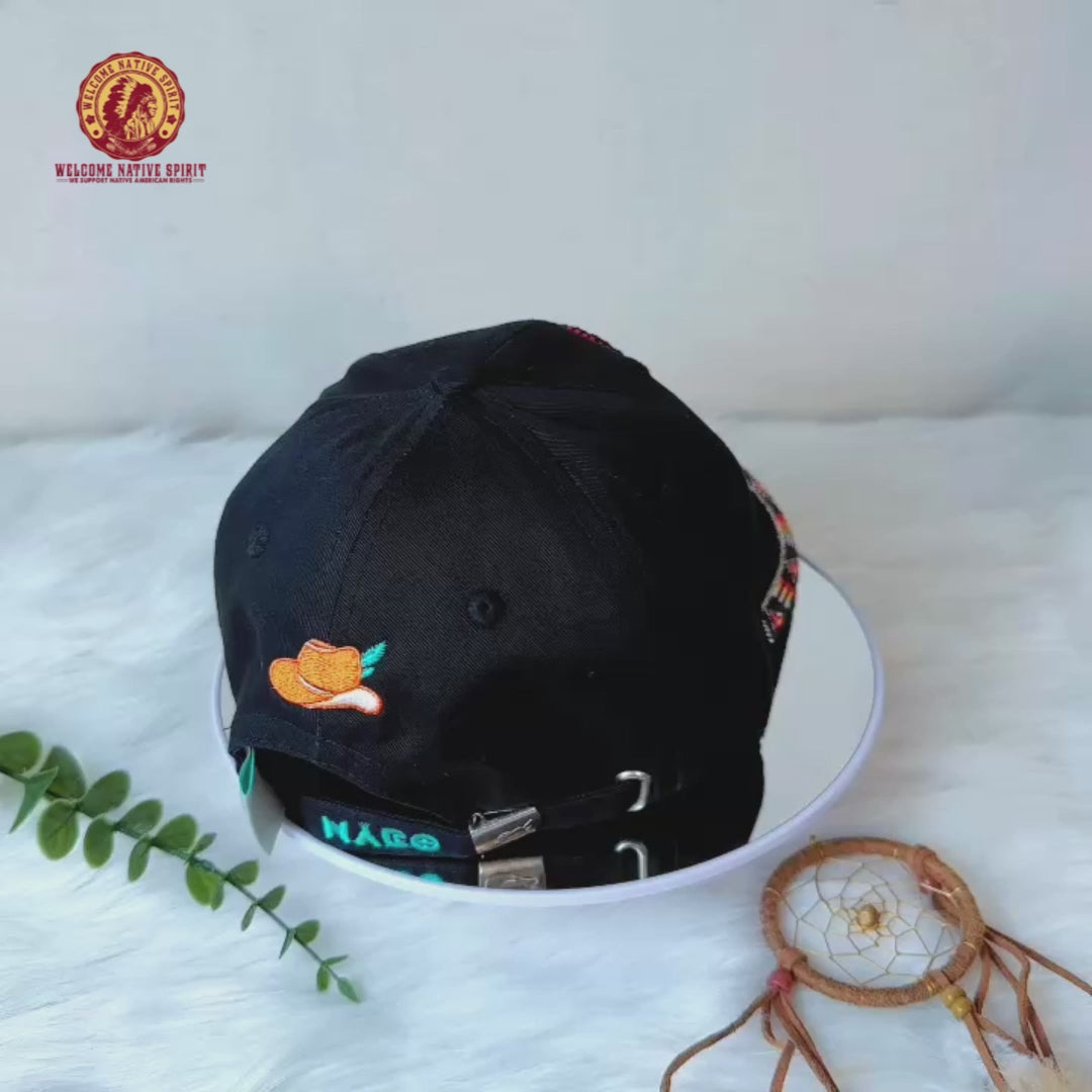 SALE 50% OFF - MMIW Red Hand Embroidered Handmade Beaded Brim Baseball Cap Native American Style