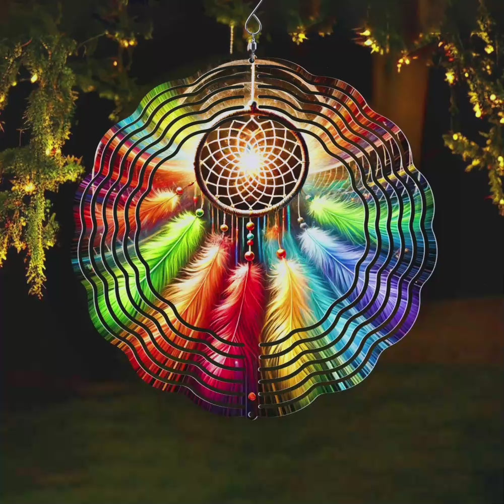 Colorful Native American Dreamcatcher Wind Spinner