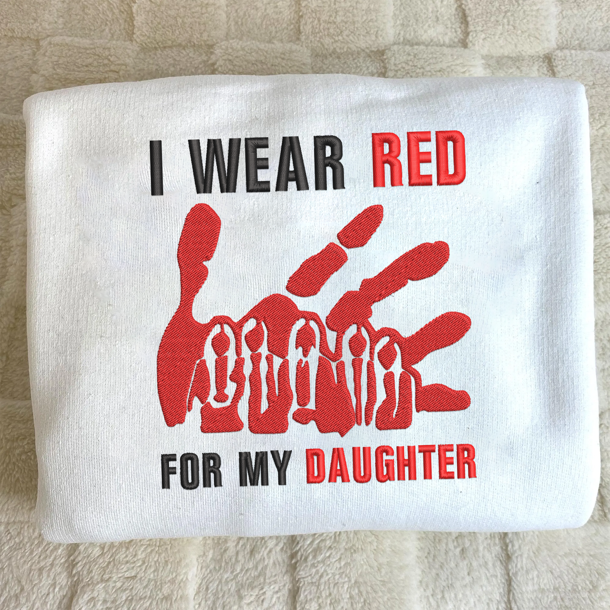 Custom Embroidered shirt - I Wear Red For My Daughter – MMIW Awareness T-Shirt/Sweatshirt/Hoodie