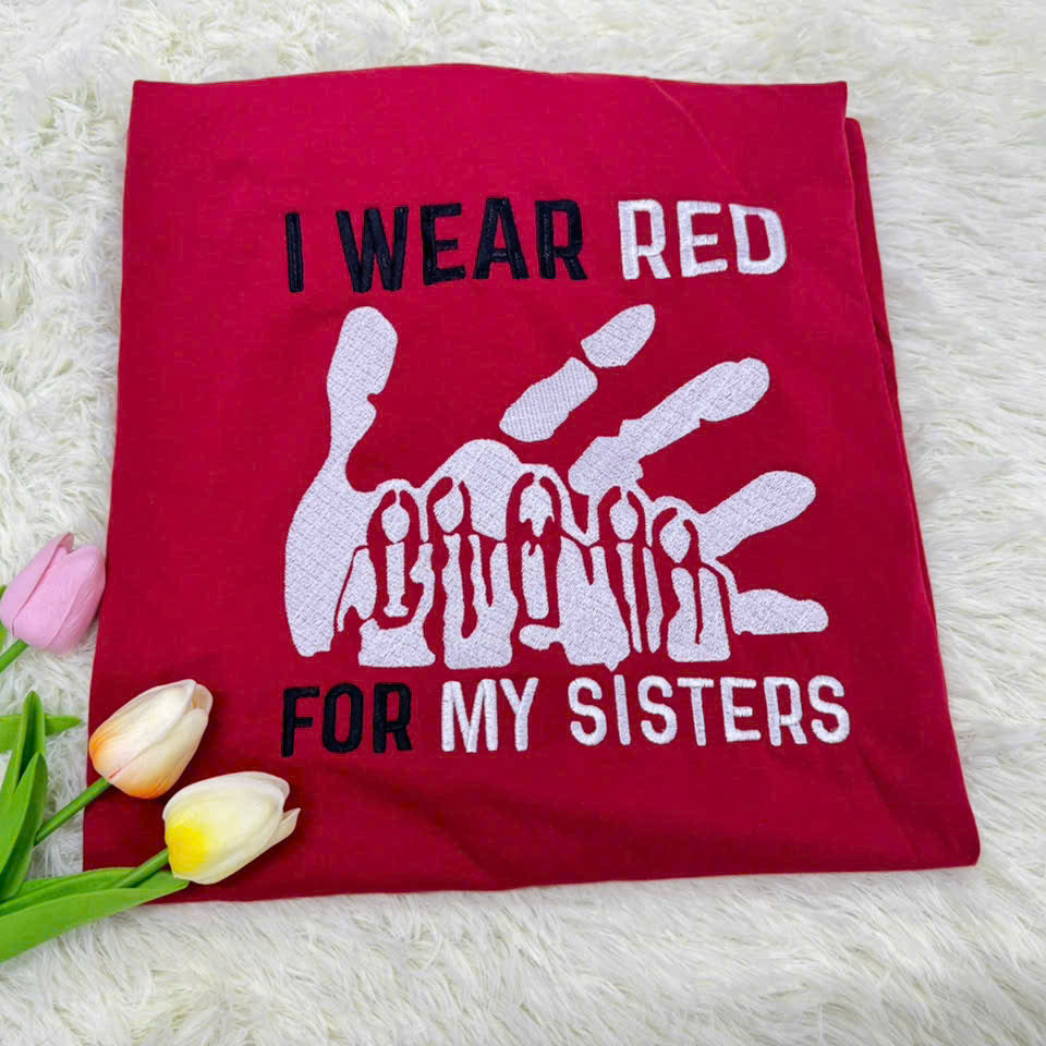 Custom Embroidered shirt - I Wear Red For My Daughter – MMIW Awareness T-Shirt/Sweatshirt/Hoodie