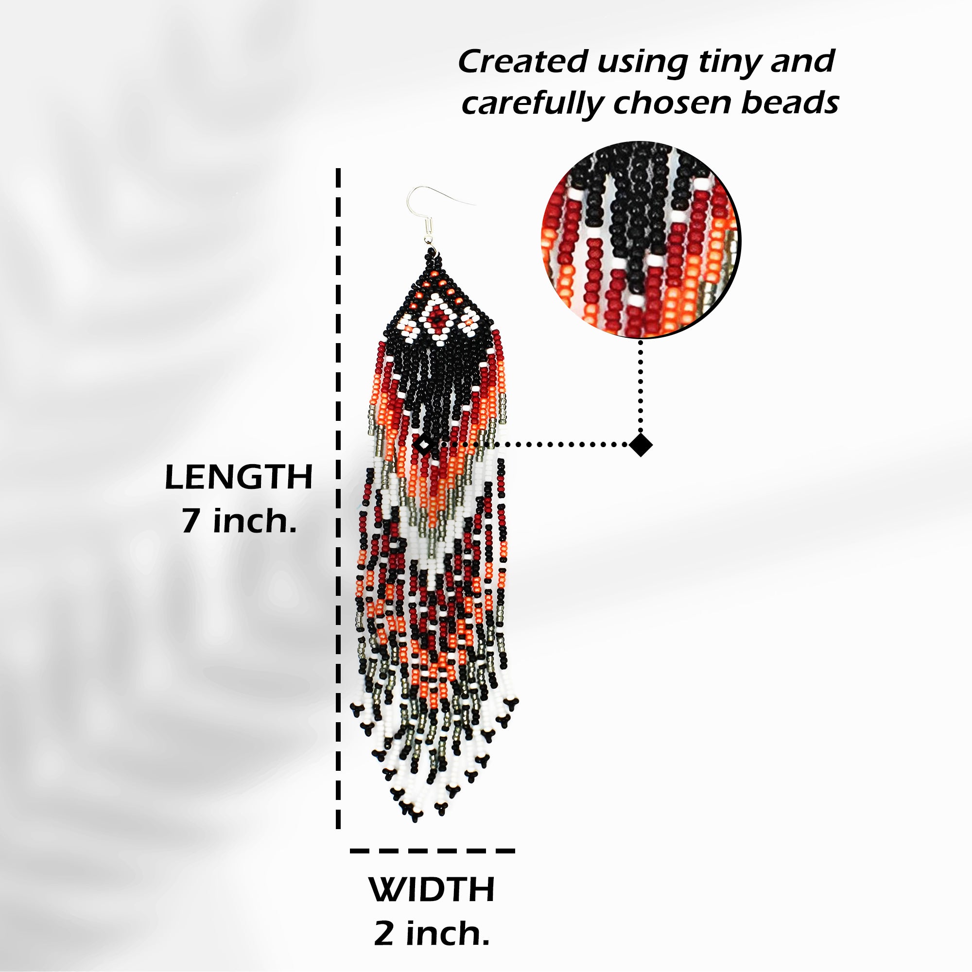 SALE 50% OFF - Black Red Peach Long Beaded Handmade Earrings For Women