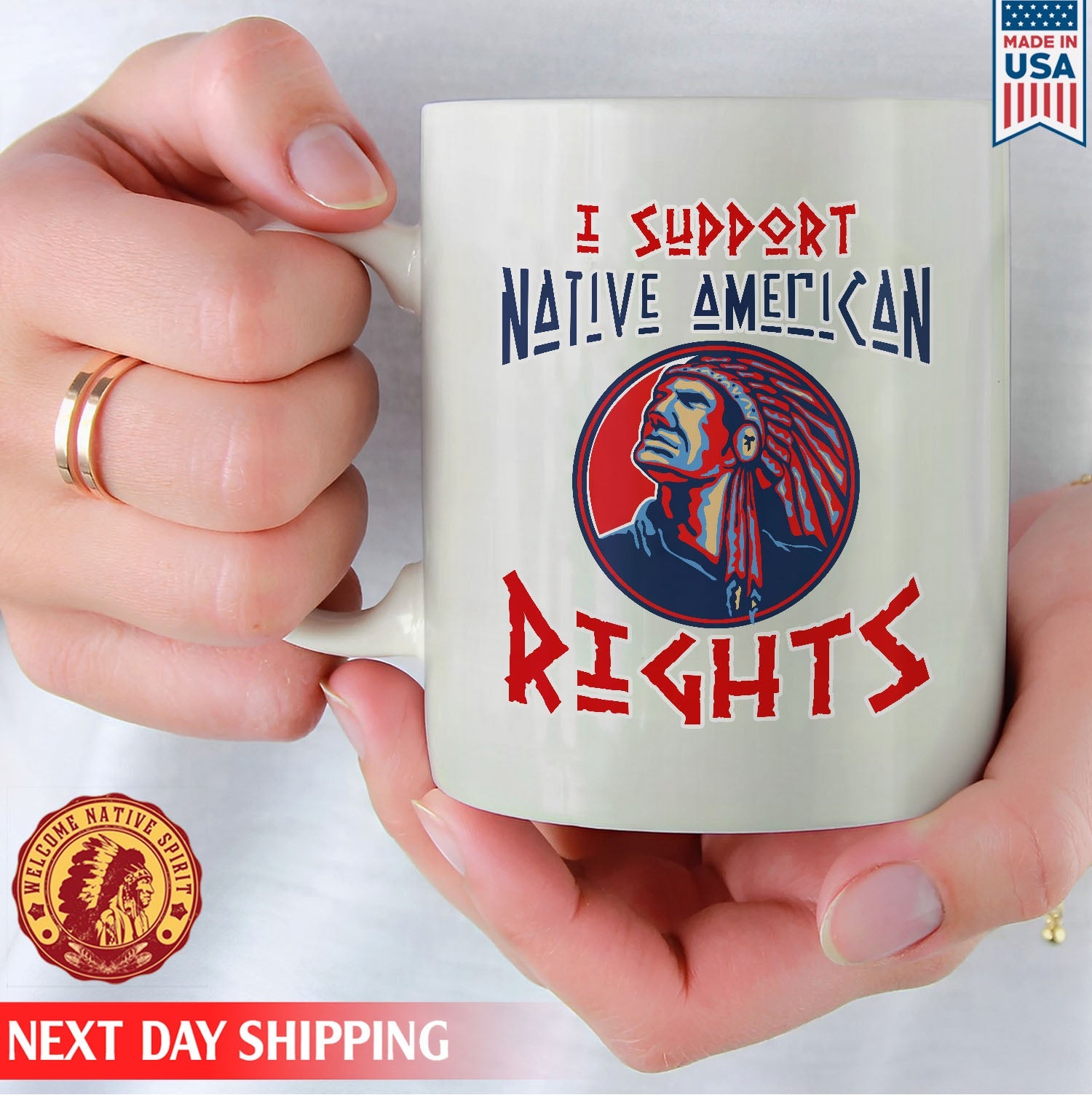 Native American I Support Native American Rights Man Native Ceramic Coffee Mug