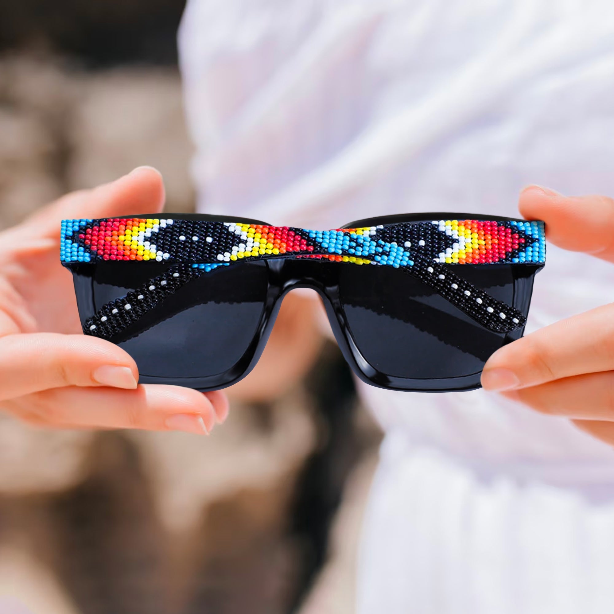 Black Dusk Handmade Beaded Sunglasses WCS SG02 – Welcome Native Spirit