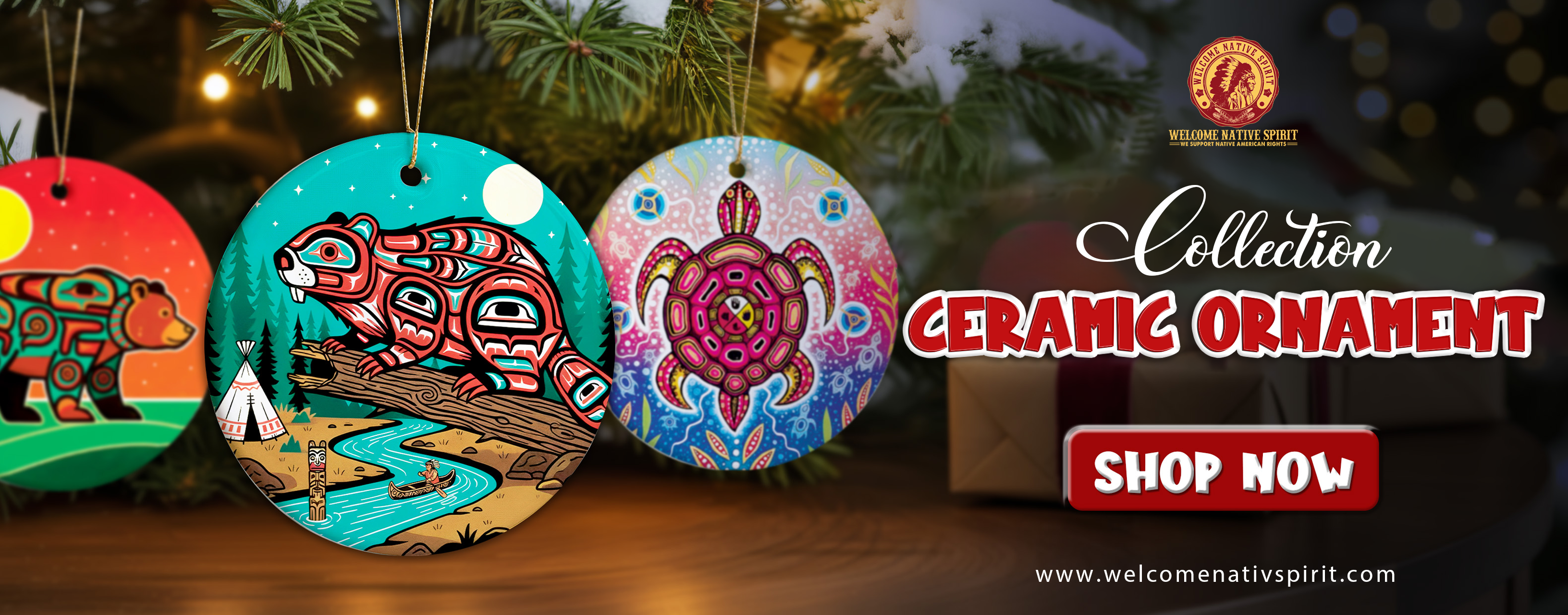 Indigenous Animal Spirits Ceramic Ornament