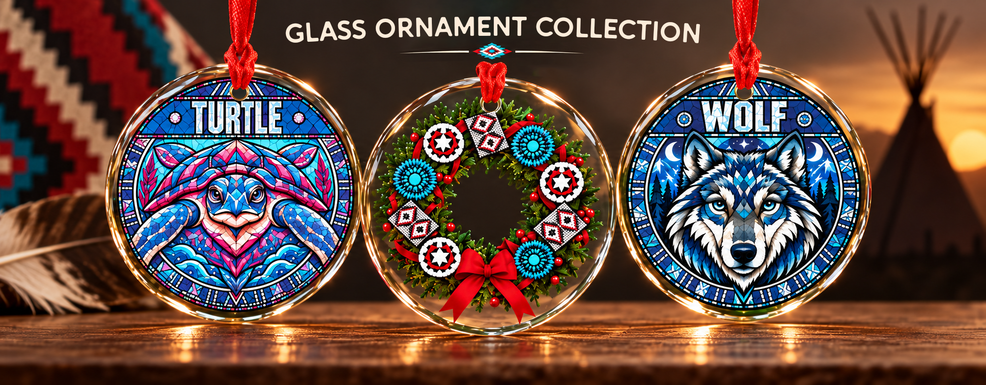 Indigenous Animal Spirits Glass Ornament