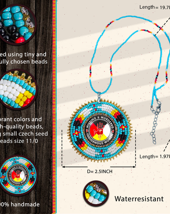 SALE 50% OFF - MMIW Handmade Beaded Wire Necklace Pendant For Women With Native American Style