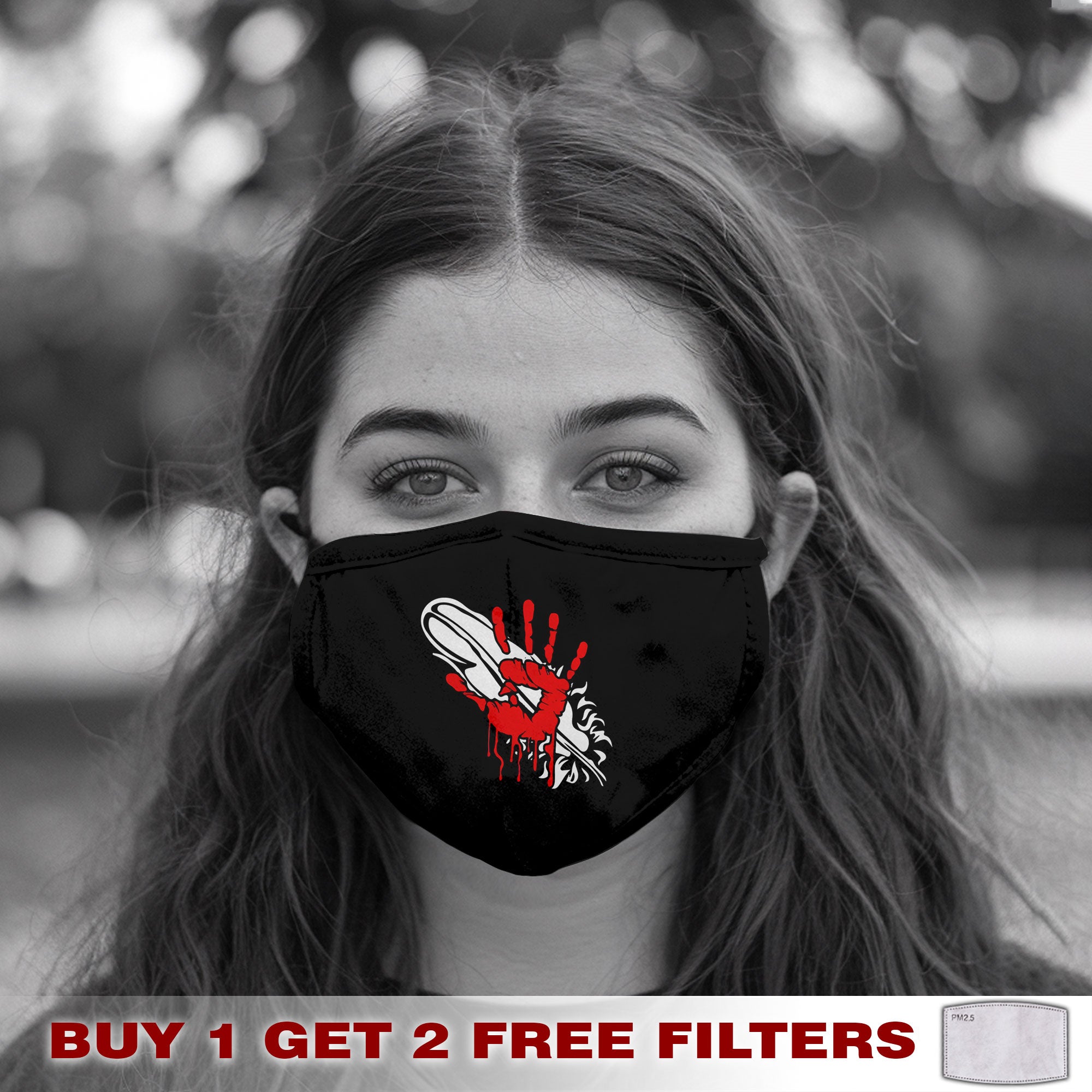 Face Mask Bandana Red Hand - Justice For Missing And Murdered Indigenous Women WC03