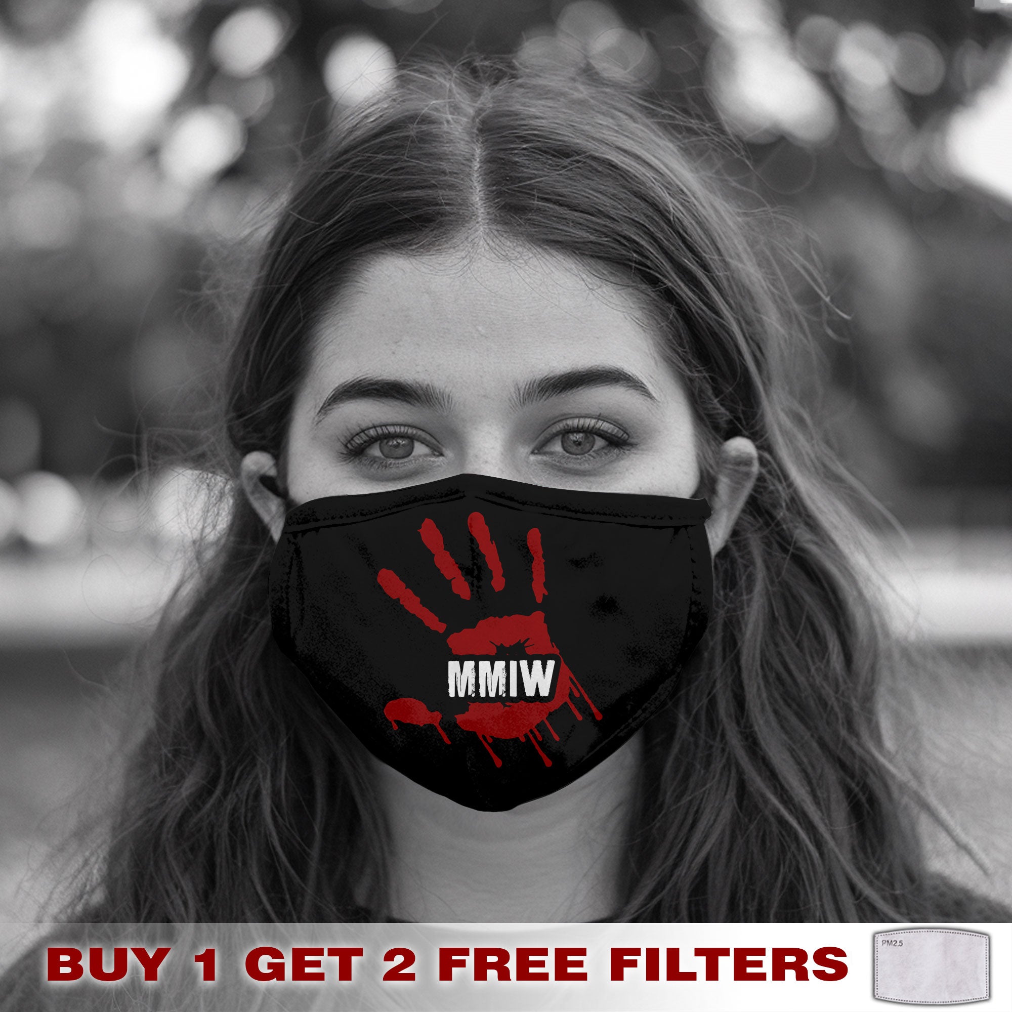 Face Mask Bandana Red Hand - Justice For Missing And Murdered Indigenous Women WC04