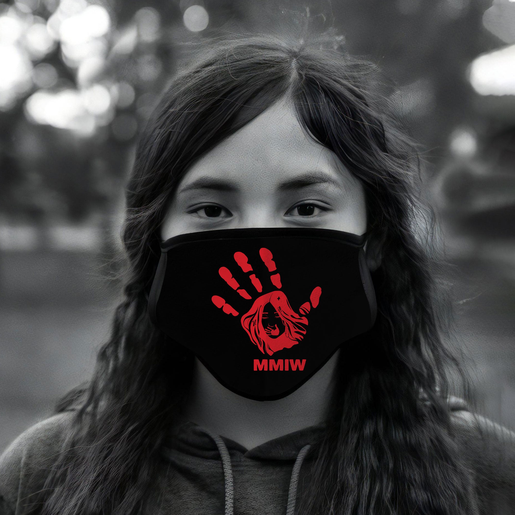 Face Mask Bandana Red Hand - Justice For Missing And Murdered Indigenous Women WC01
