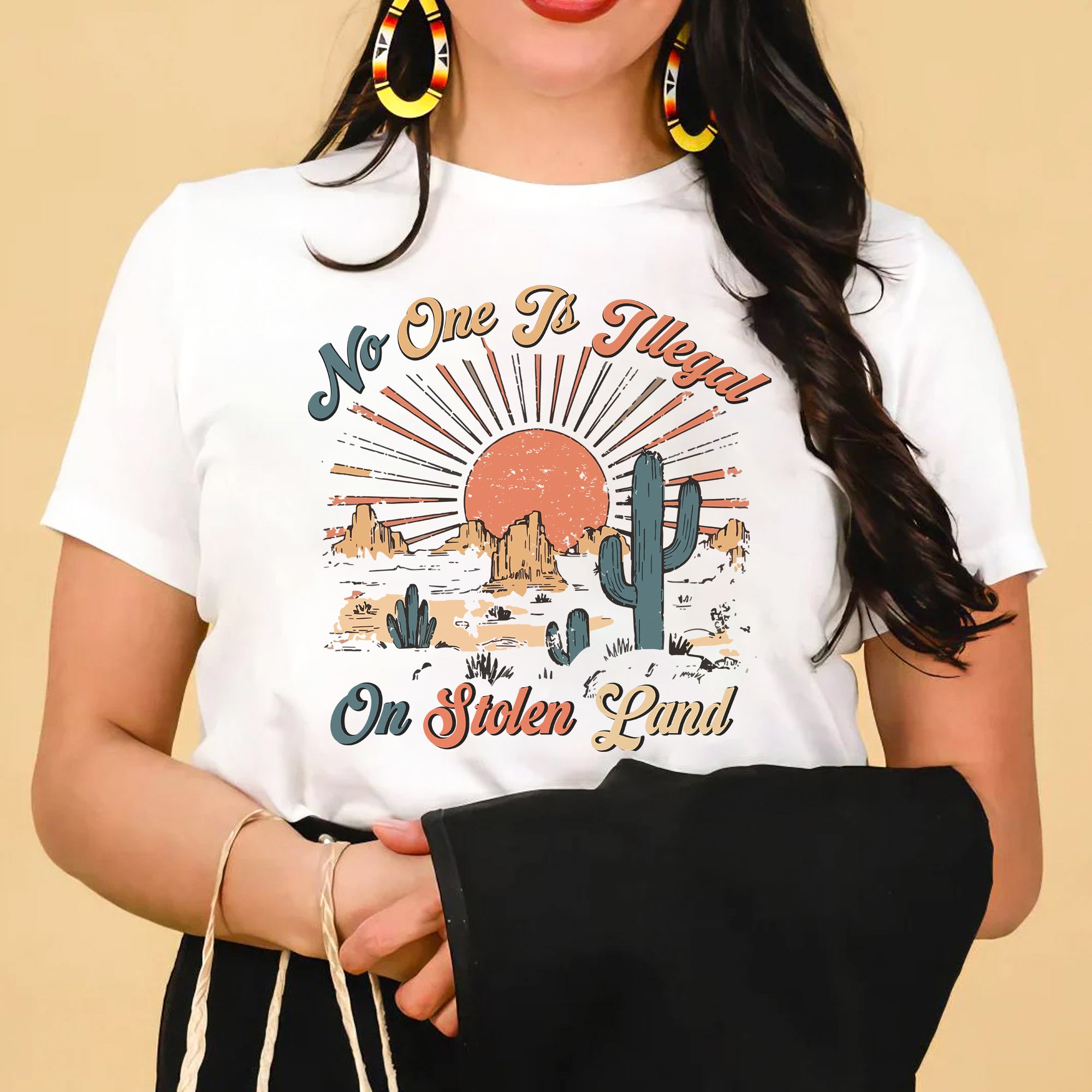 No One Is Illegal On Stolen Land Style 12 - One Sides Unisex T-Shirt/T-Shirt V-Neck/Hoodie/Sweatshirt